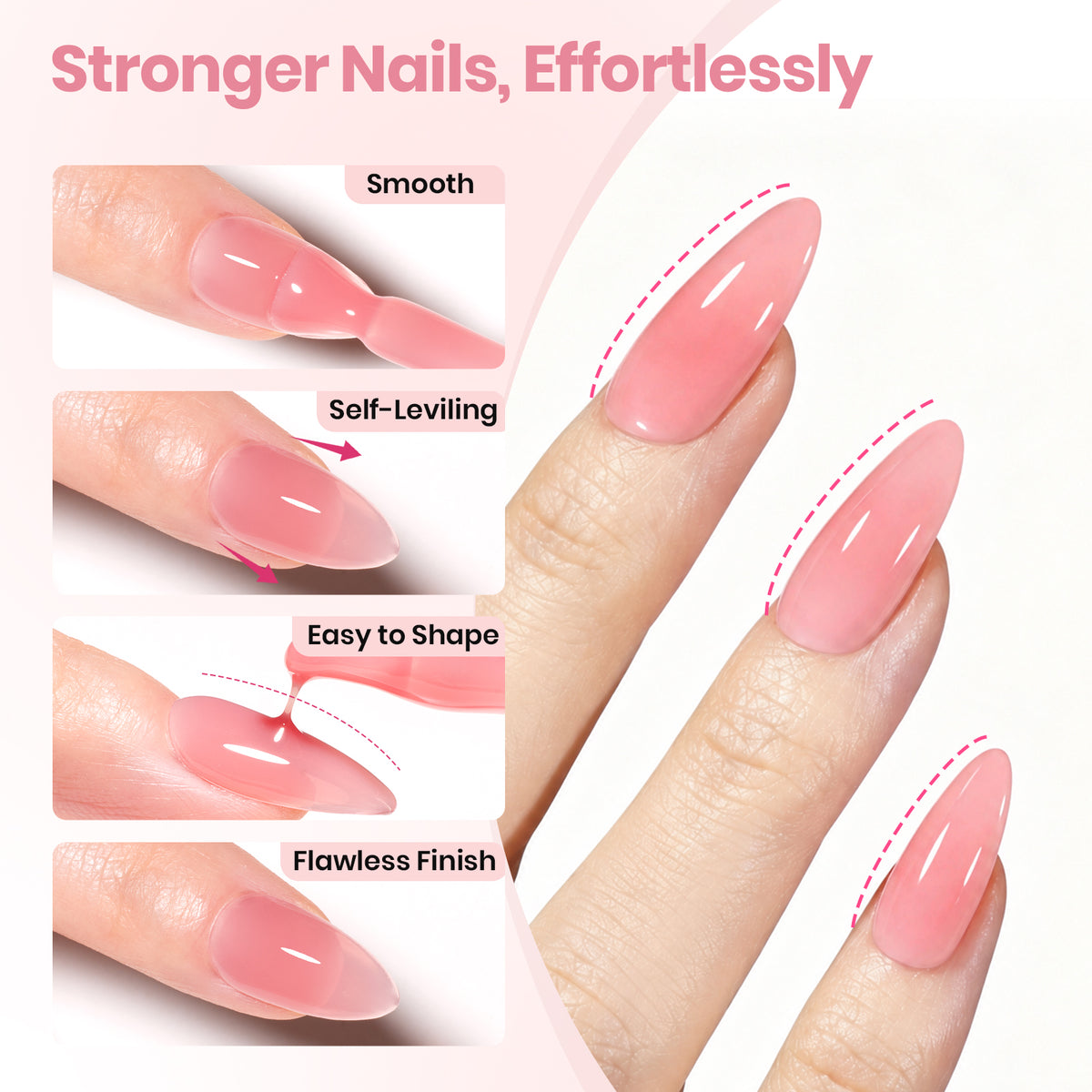 Beetles Builder Gel Kit HEMA FREE, 3 Colors & Nail Primer, Base Top Coat 8 in 1 Pink Milky White Builder, 3-IN-1 Protein Nail Primer for Thickening Building, Beginner DIY UV Nails, Lush Tint