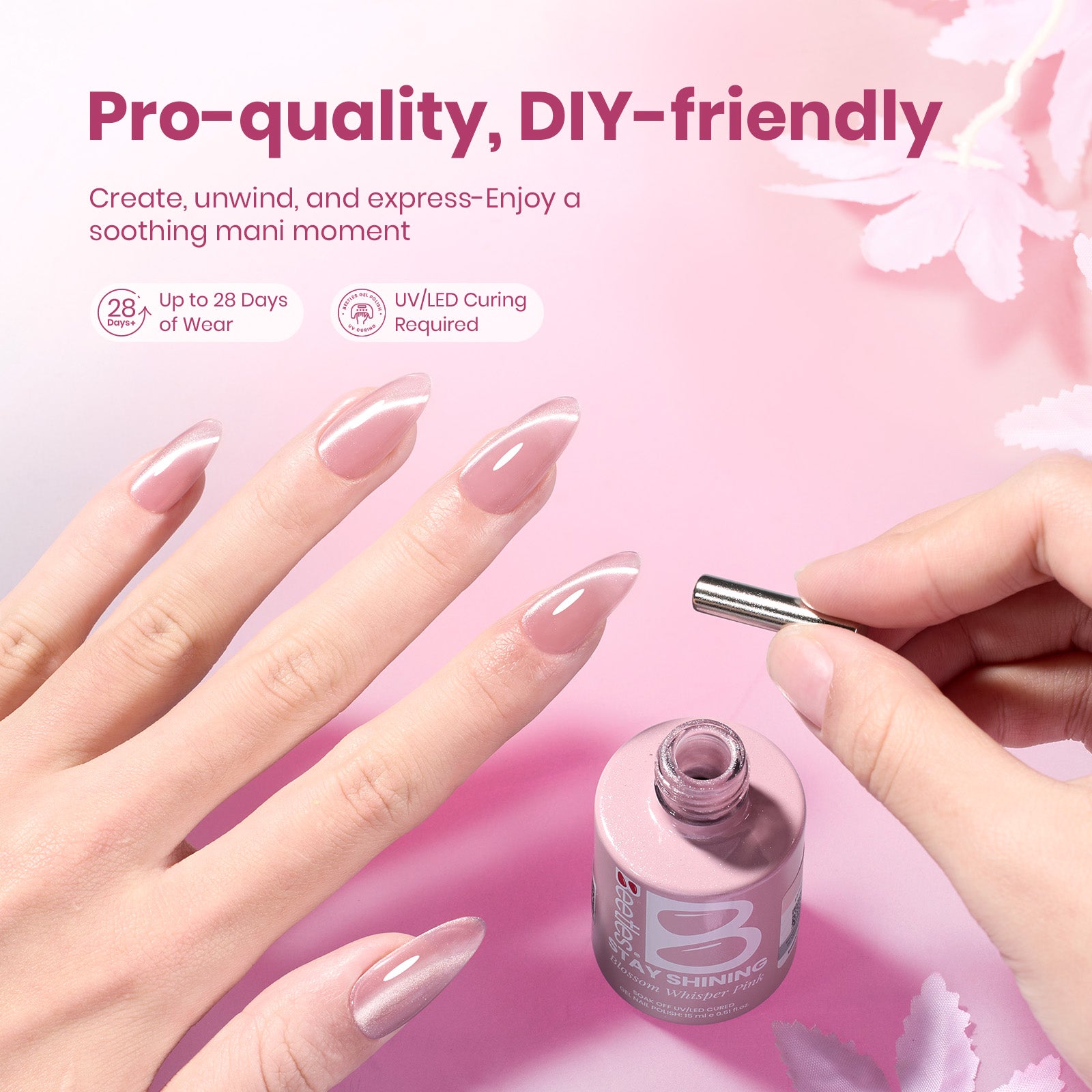 Beetles Gel Polish Blossom Whisper Pink - 15ml of Quiet Bloom
