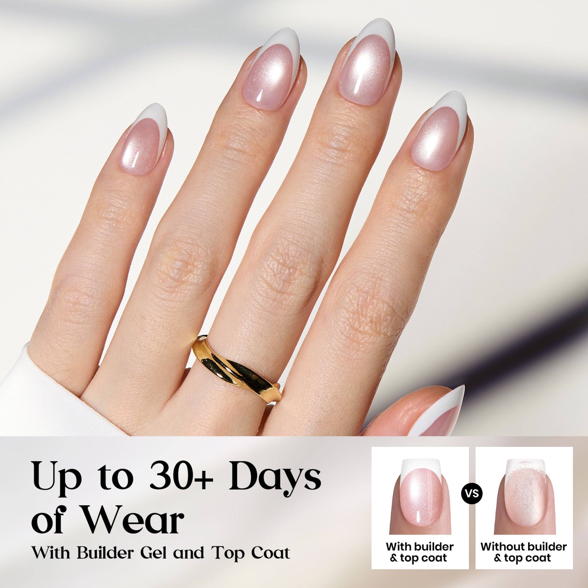 Beetles Stay Shining Glassy Blush French Press On Nails Short Almond 160 PCS