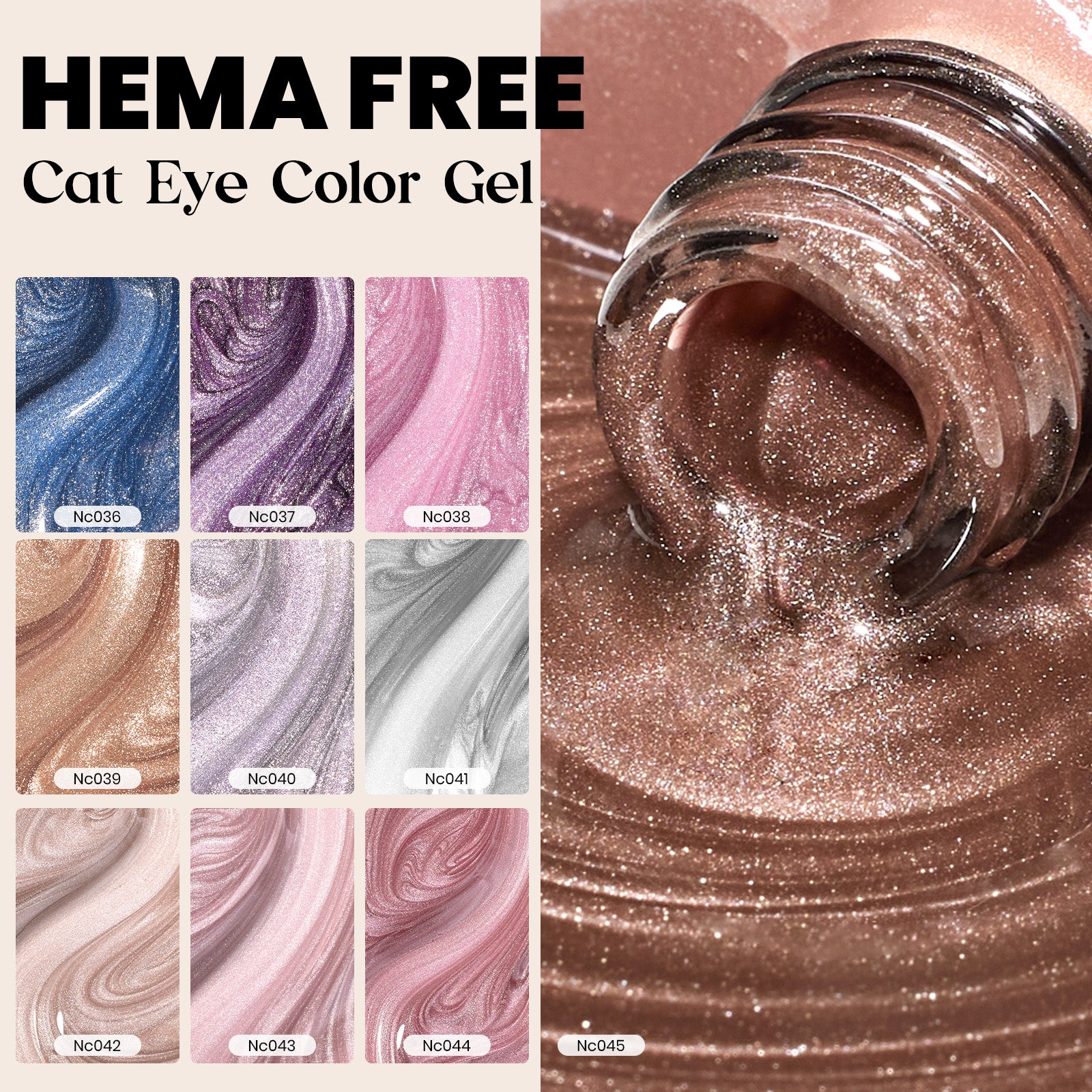 Beetles Cat Eye Glint Gel Nail Polish BOX - 15ML 10 Colors Magnetic Gel Polish Kit