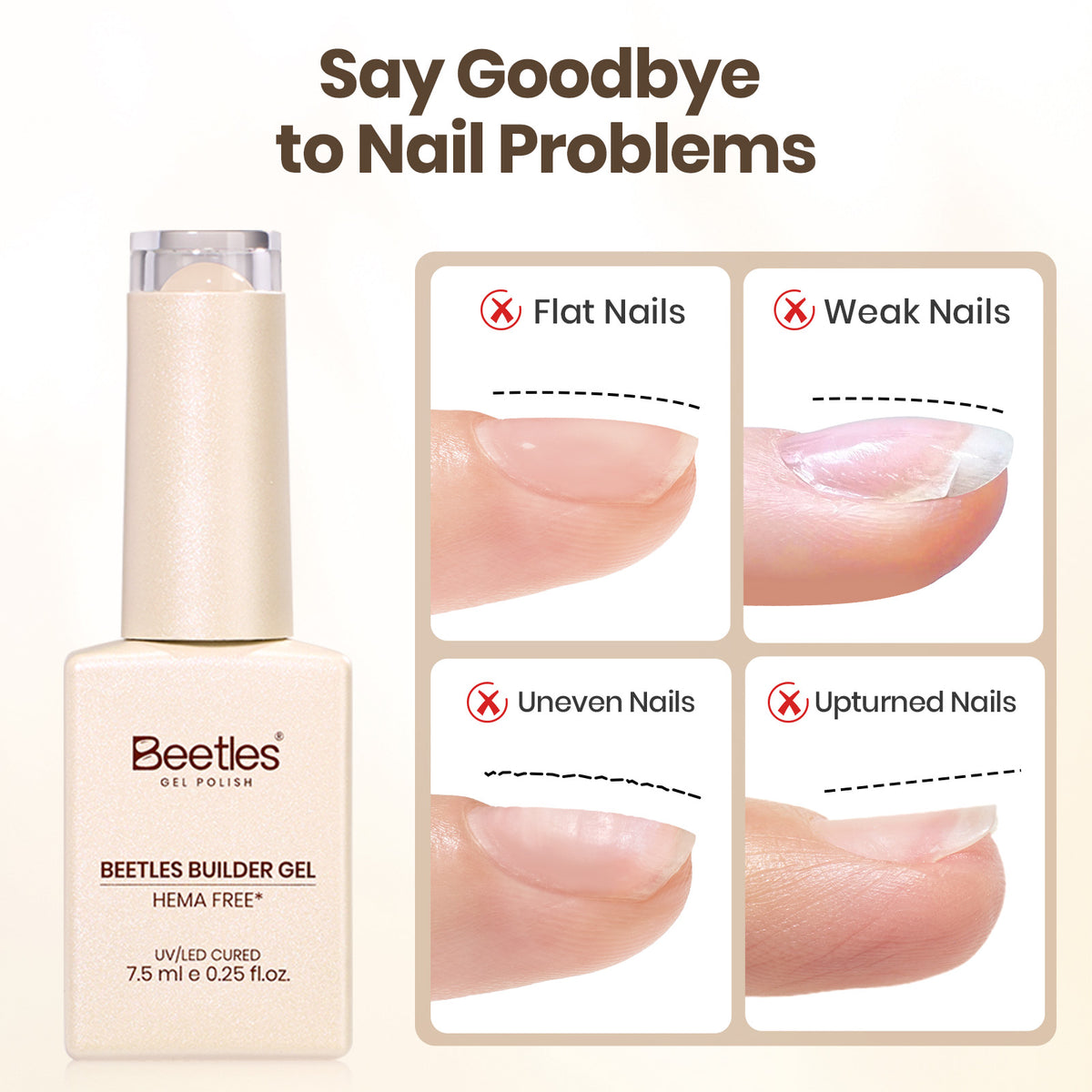 Beetles Builder Gel Nude & Pink, TPO & HEMA-FREE 6 Colors & Nail Brush 8 in 1 for Building Strengthening & Extension, Beginner Friendly DIY Salon at Home, UV LED Nail Lamp Needed, Nude Reverie