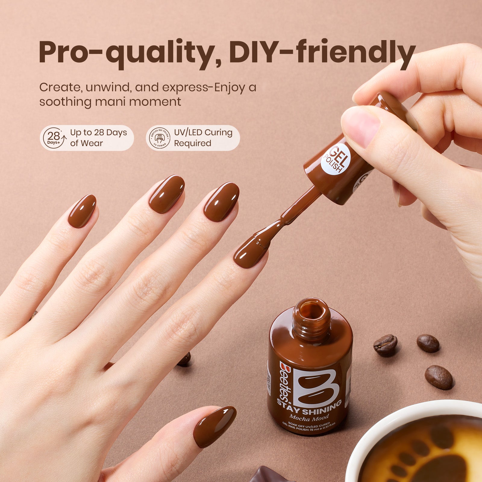 Beetles Gel Polish Mocha Mood - 15ml of Cozy Moment