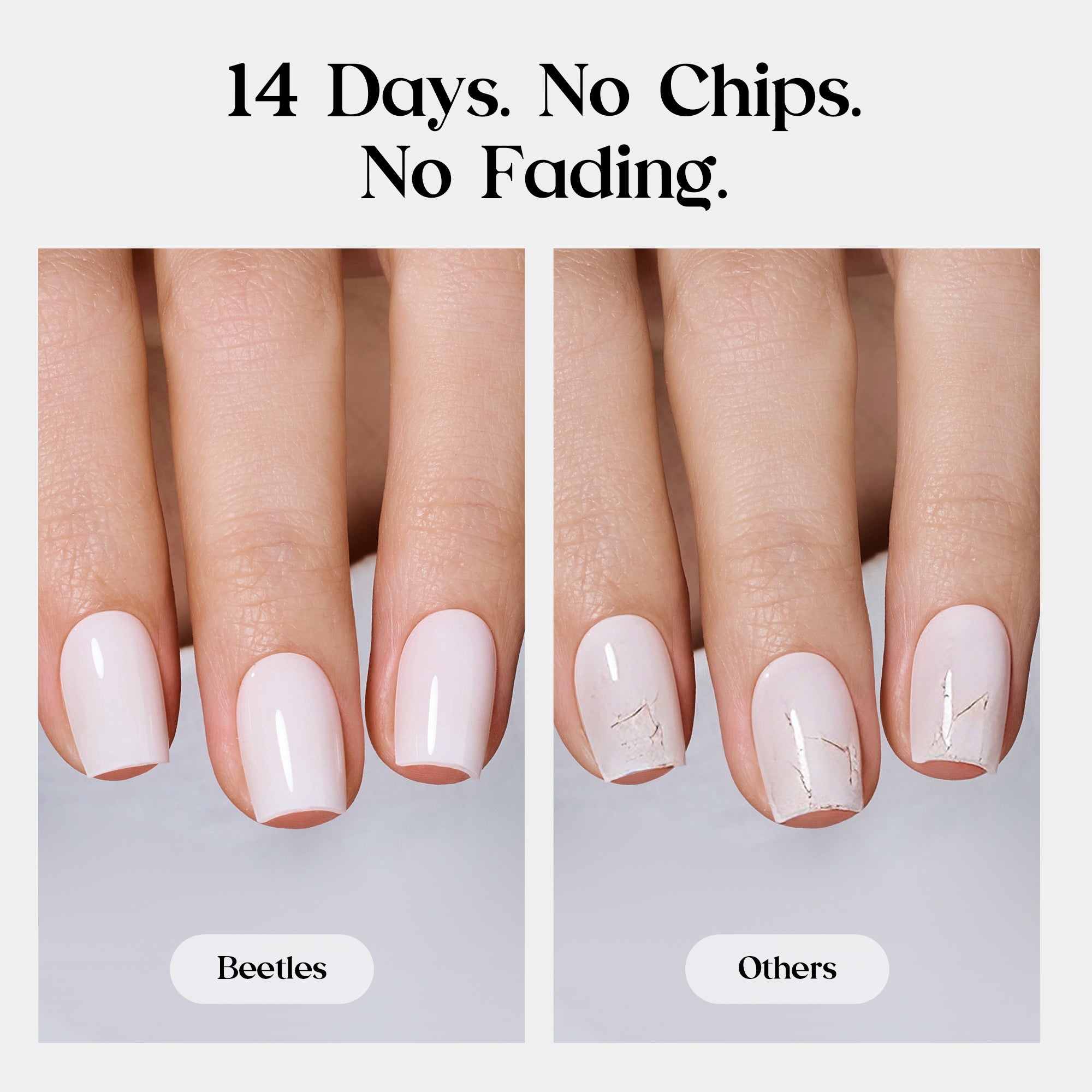 Beetles Natural Milky Press On Nails | Milky White Short Almond 16 sizes-32pcs