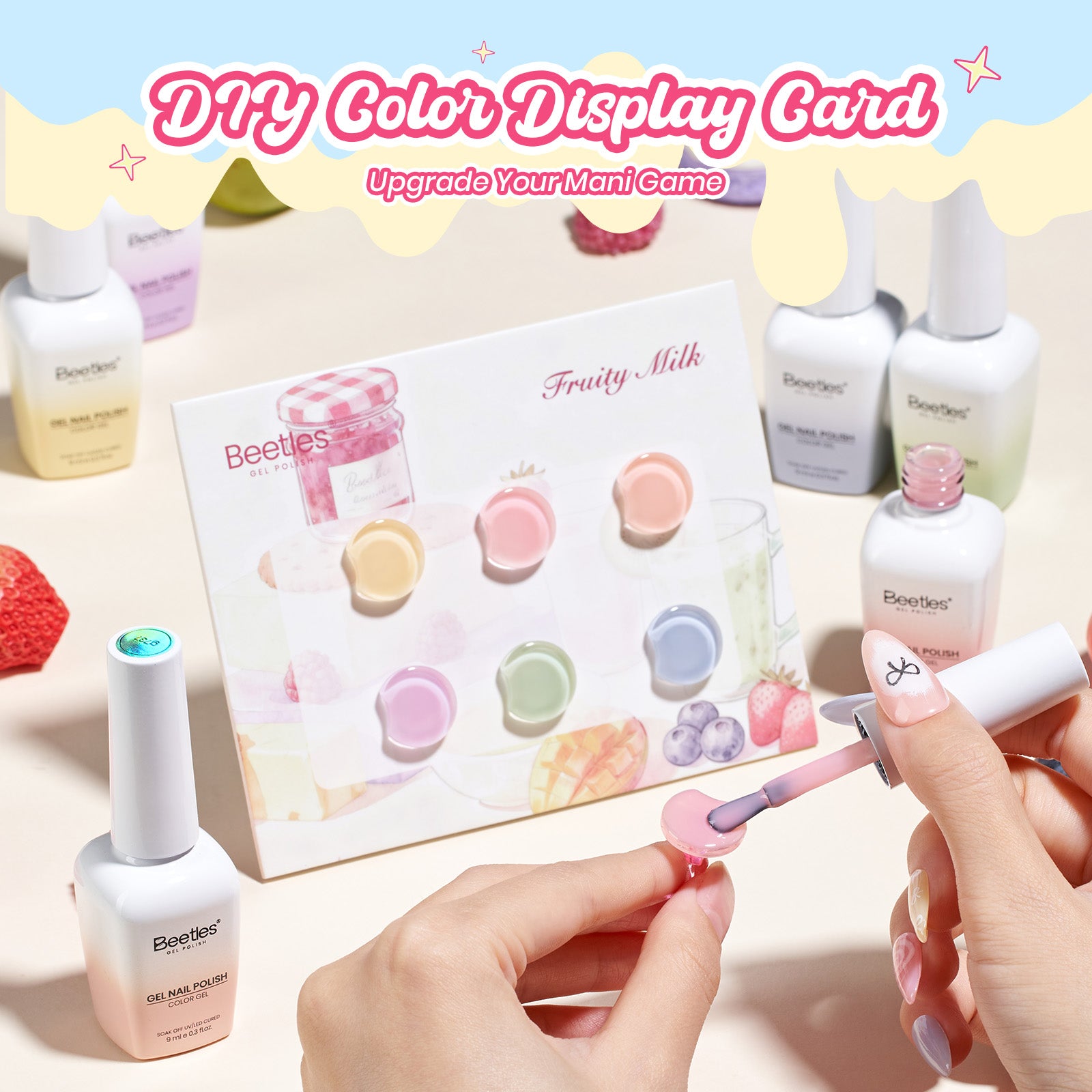 Pastel Fruity Milk Jelly Gel Whip 6 Colors Summer Nails Macaron Shimmer Glitter Gel Polish