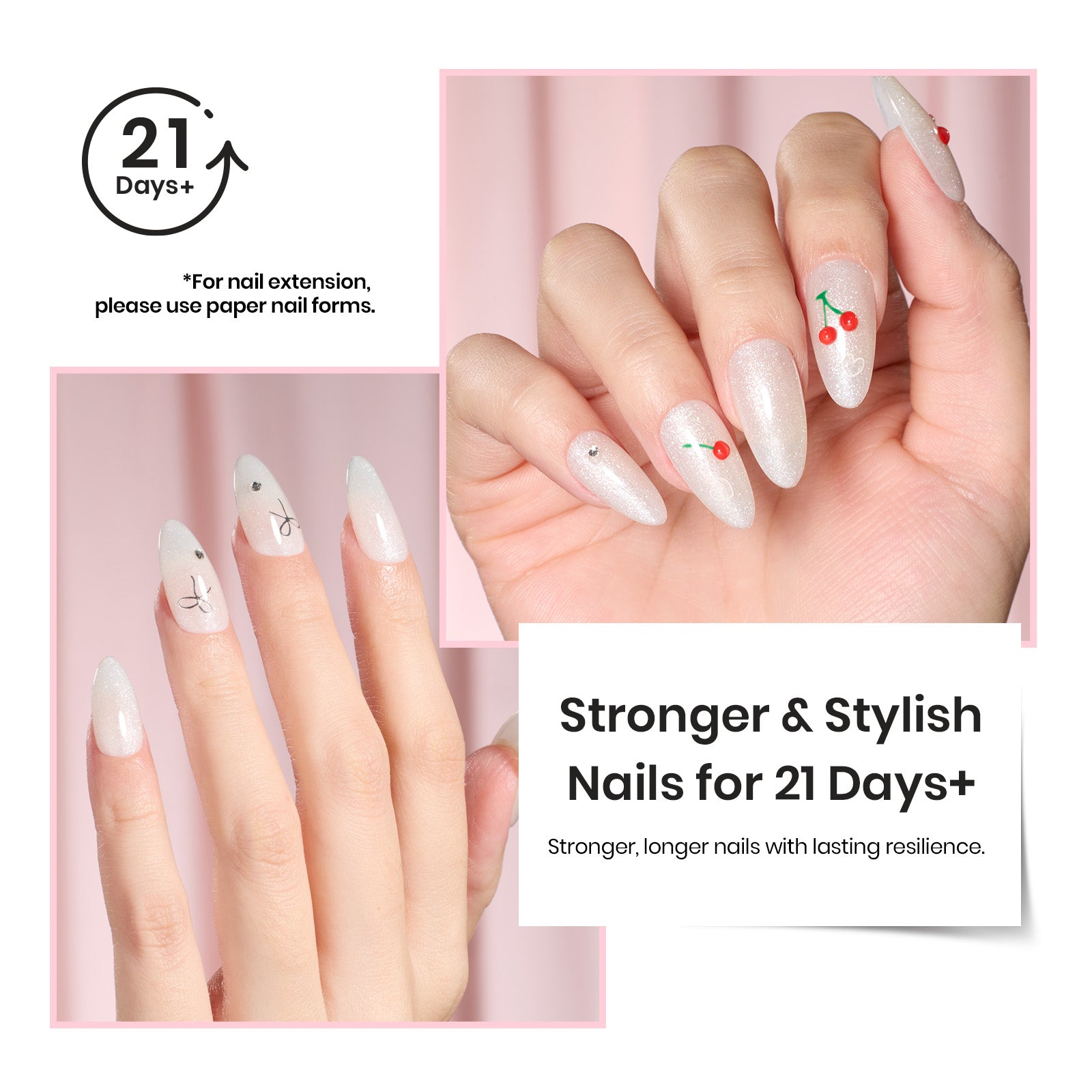 Beetles Builder Gel for Nails HEMA-Free,0.5 oz 8 in 1 White Glitter Builder Nail Gel for Thickening Apex Building Strengthener Extension LED/UV Lamp Galaxy Whispers Color DIY Salon for Begginer