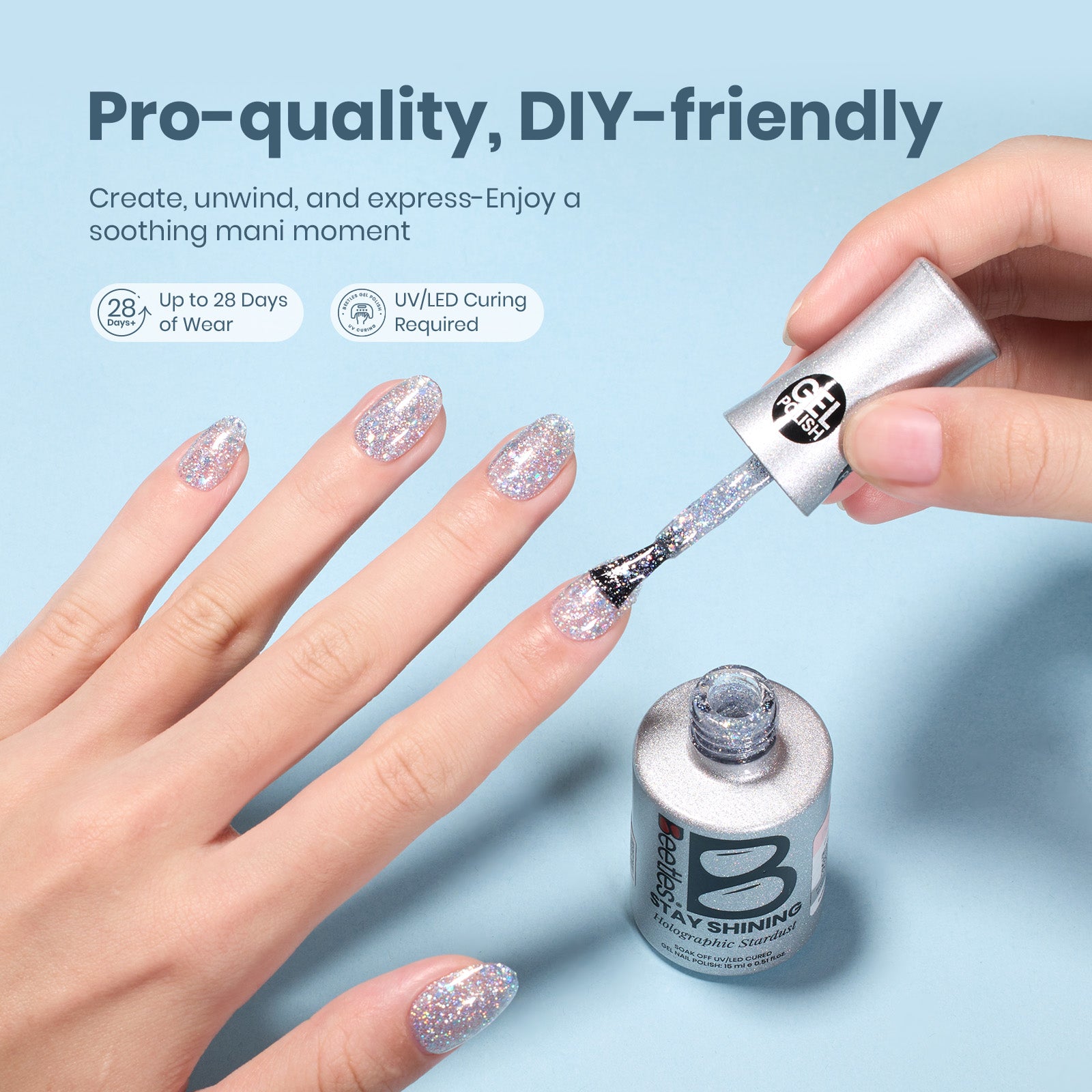 Beetles Stay Shining Gel Polish Holographic Stardust - 15ml of Magic Spark