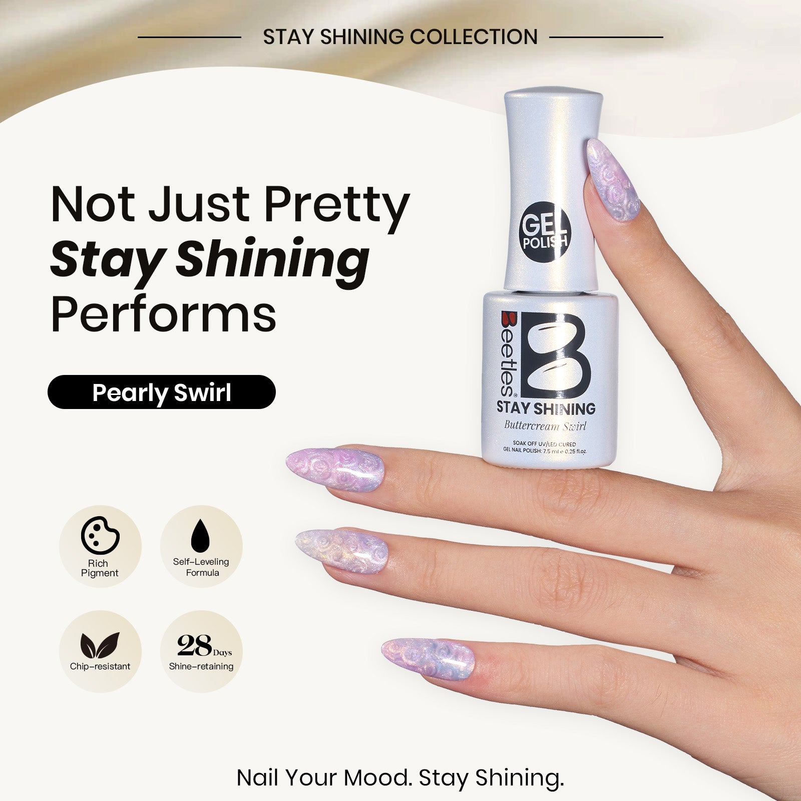 Beetles Stay Shining Gel Polish Pearly Swirl Shade Set - 6 Hues of Daily Warmth, 7.5ml of Mood Comfort