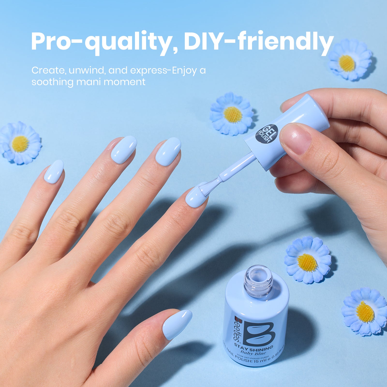 Beetles Stay Shining Collection Salon-Quality Gel Polish - 15ml of Baby Blue