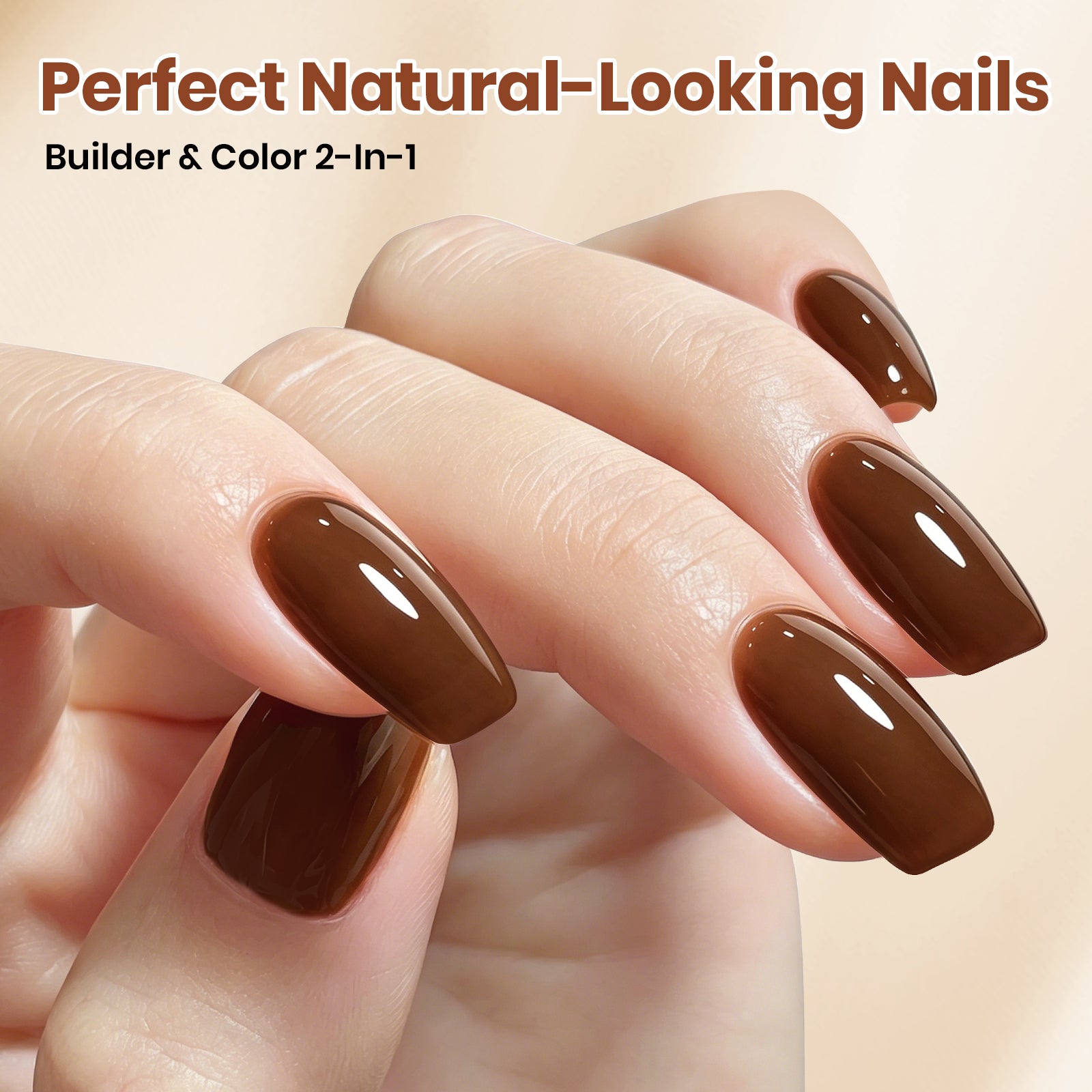 Beetles Builder Gel Nail Kit HEMA & TPO-Free, Cocoa Muse Brown with Nail Art Brush, 8 in 1 for Building Strengthening & Extension, Beginner Friendly DIY Salon at Home, UV LED Lamp Needed
