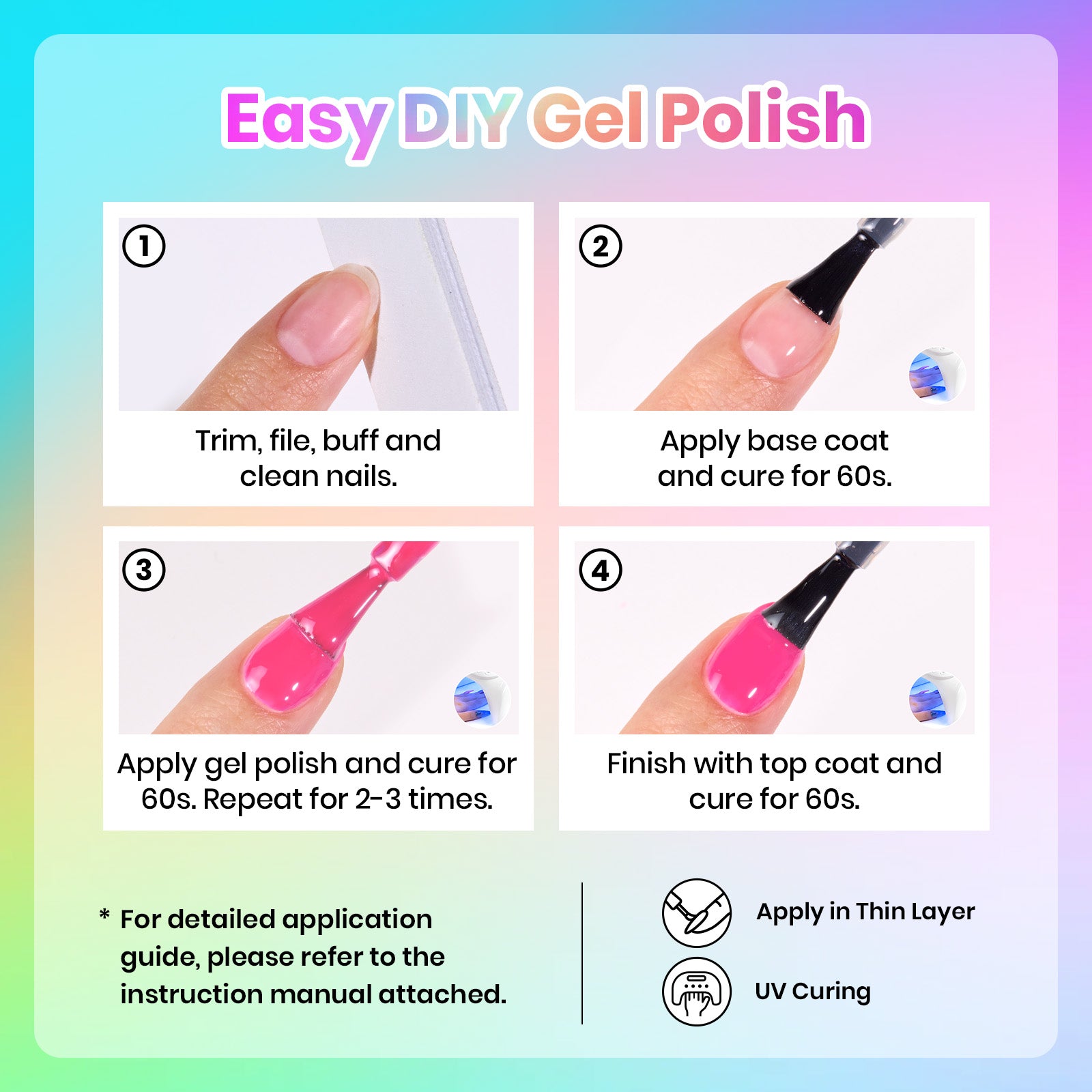 Neon Summer Gel - 25 Gel Colors Set Summer Rainbow Nails