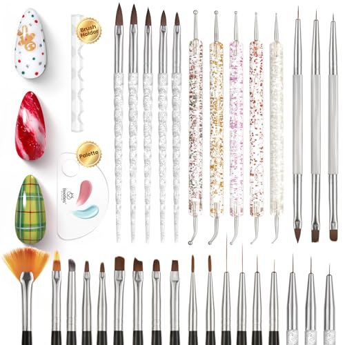 15g 3-in-1 Clear 3D Sculpting Gel And 31pcs Nail Art Brush Set