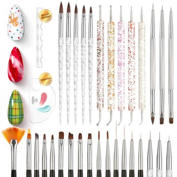 Beetles 31pcs Nail Art Brush All-in-One Kit with Free Brush Holder and Palette