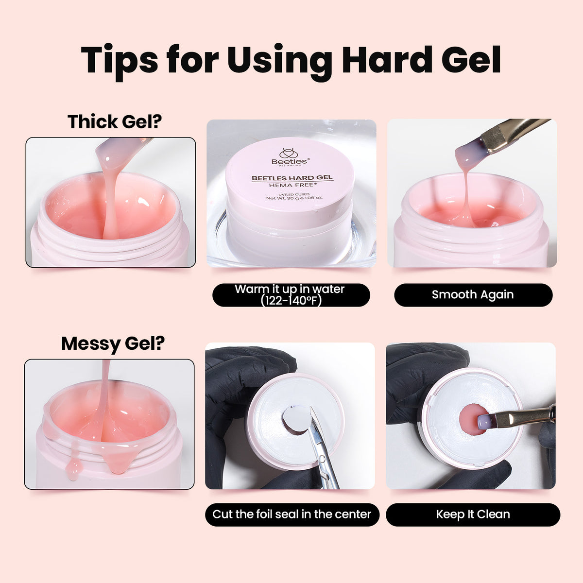 Beetles Hard Gel for Nails HEMA-Free, 1.06 oz 9 in 1 Nude Building Gel for Extension Sculpting & Strengthen, High Hardness Nails for Manicurist Women, UV LED Lamp Cured