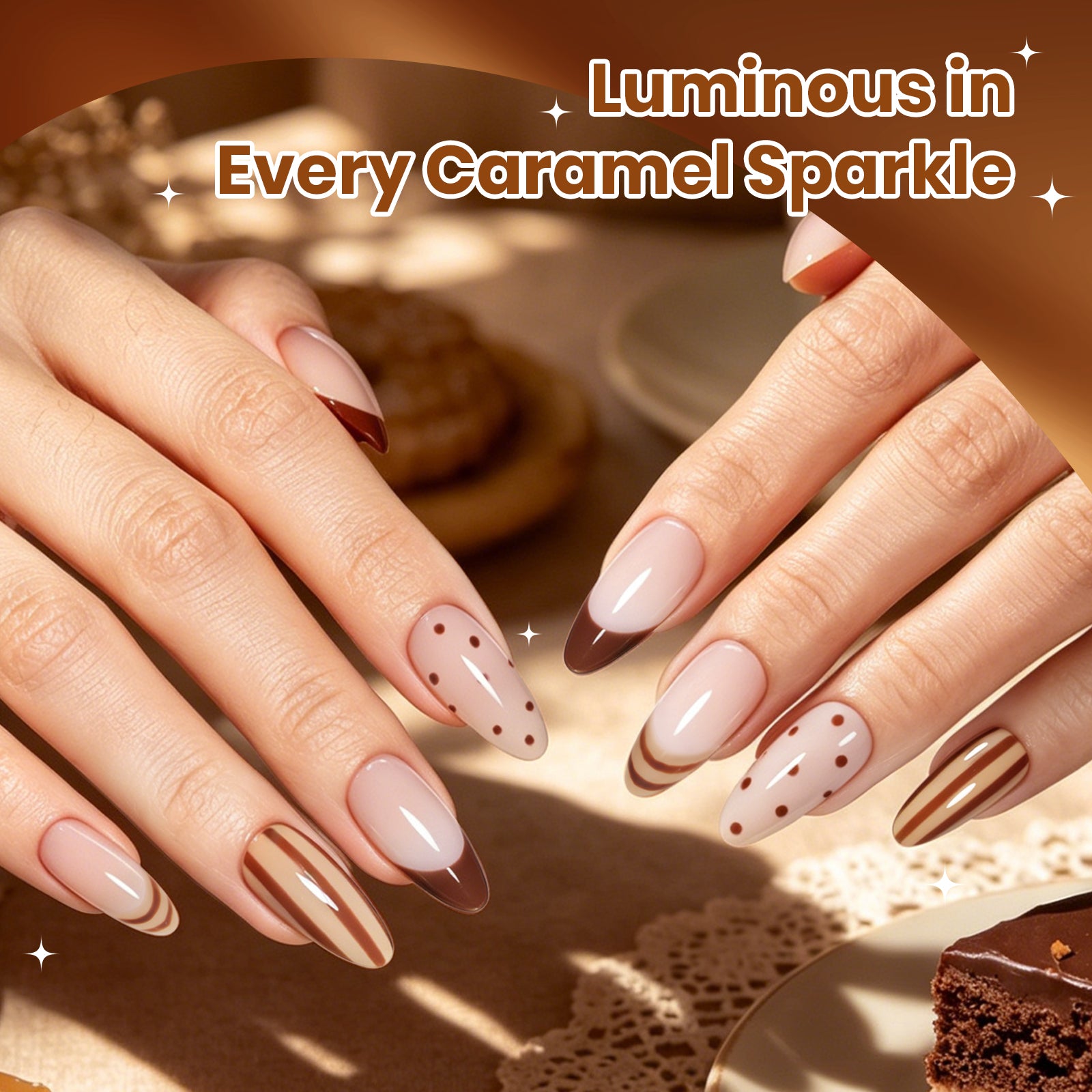 Beetles Toffee Gleam 6 Colors Brown Gel Polish Set Cat Eye Fall Winter Nails 7.5ML Each