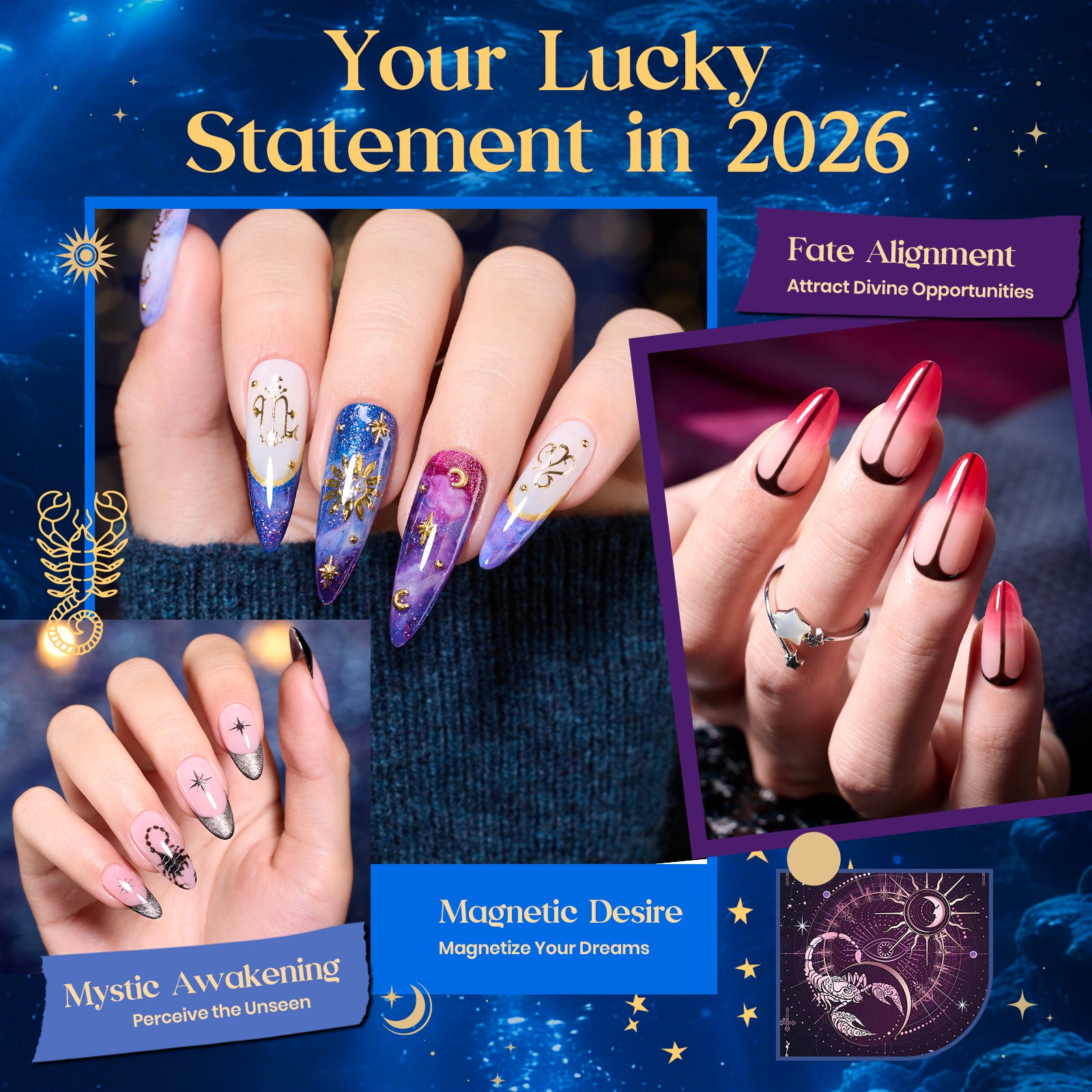 Beetles Lucky Box Scorpio Sign Gel Nail Polish Kit - 6 Colors Zodiac Inspired Nail Art Set