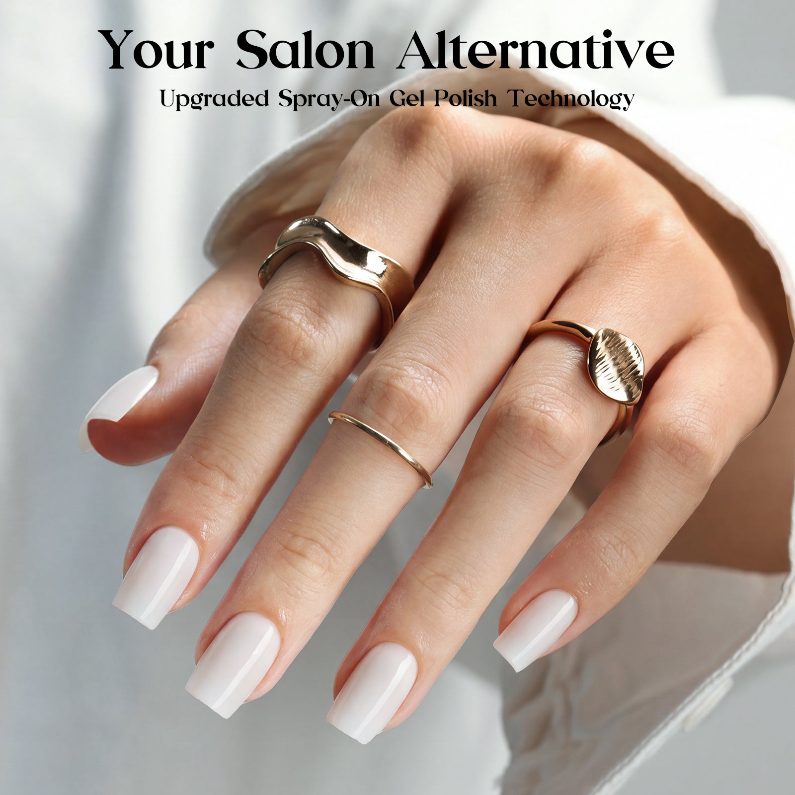 Beetles Stay Shining Milky White Press On Nails Short Square