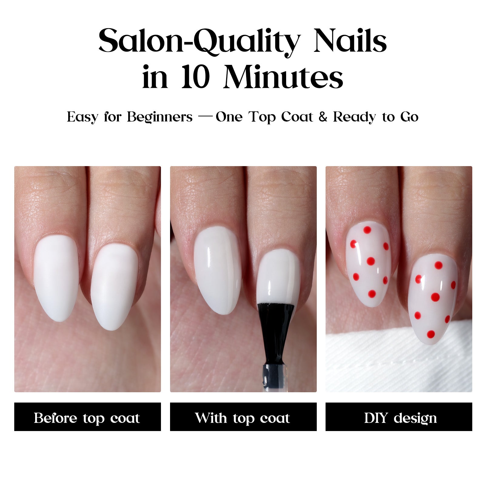 Beetles Stay Shining Milky White Press on Nails Short Almond