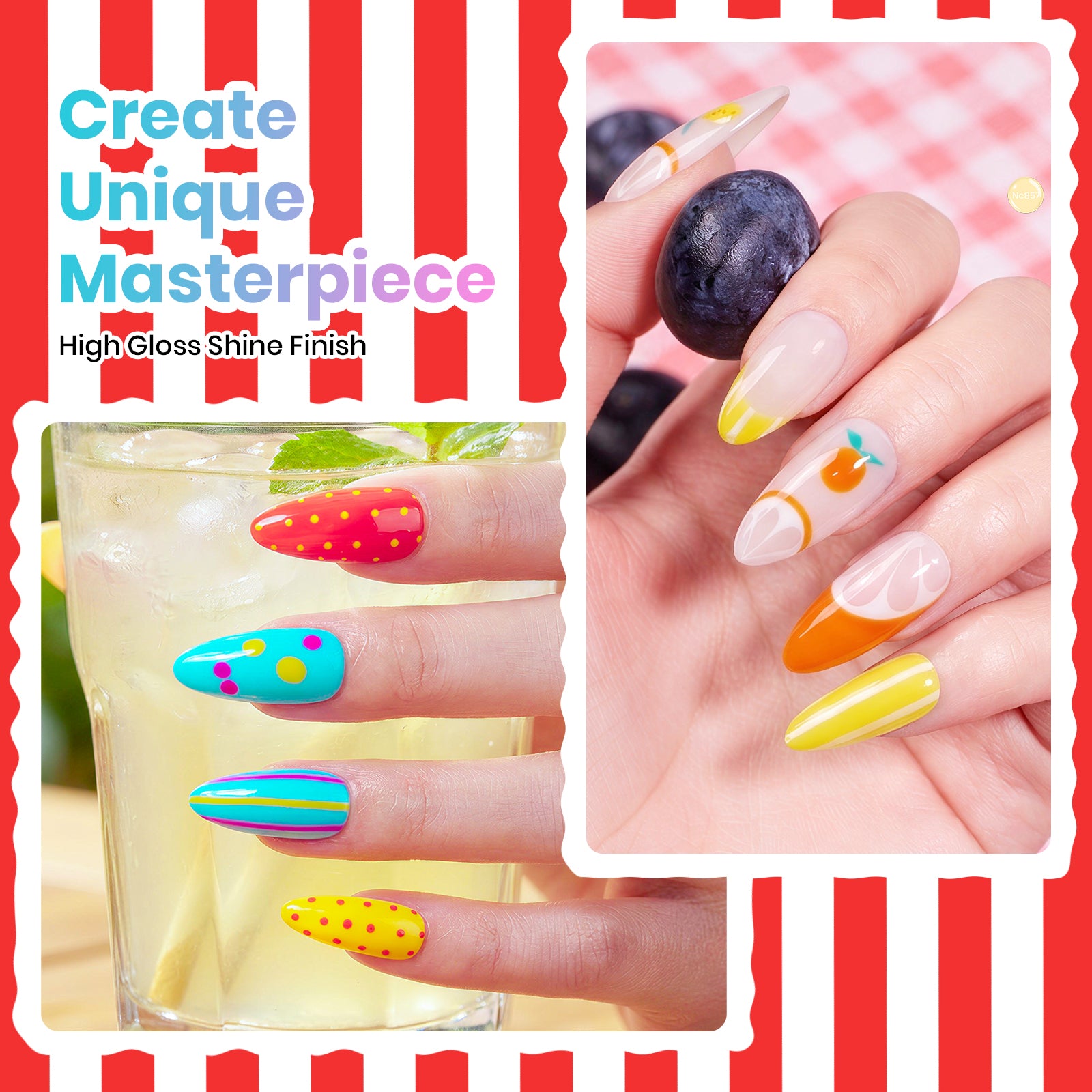 Beetles Summer Voyage - Sunstripe Color Neon Nails 6 Colors Gel Polish Set 9ml