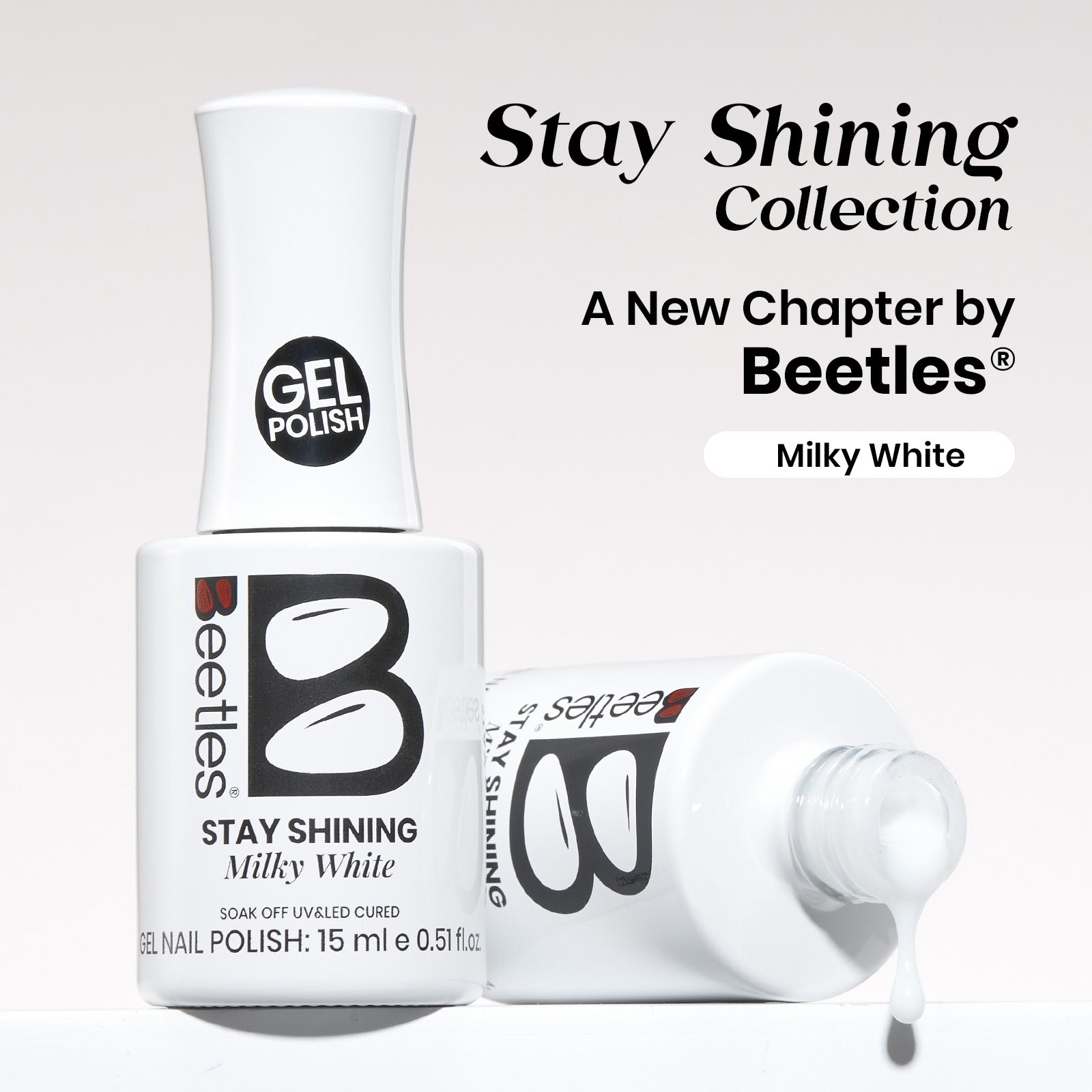 Beetles Stay Shining Collection Salon-Quality Gel Polish - 15ml of Milky White