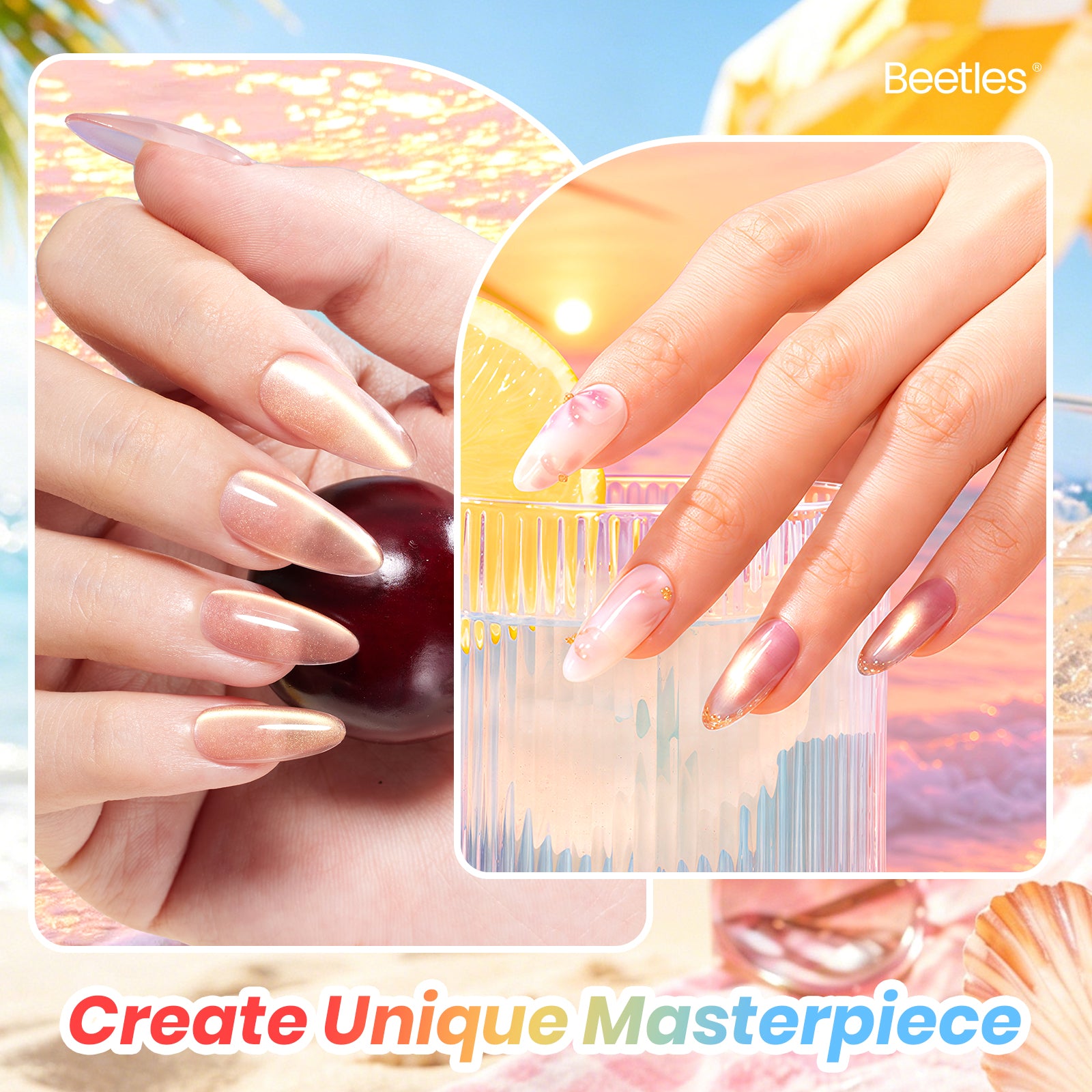 Beetles Summer Voyage - Saltmist Sunset Cat Eye Gel Neon Summer Nails 6 Colors Gel Polish Set 9ml