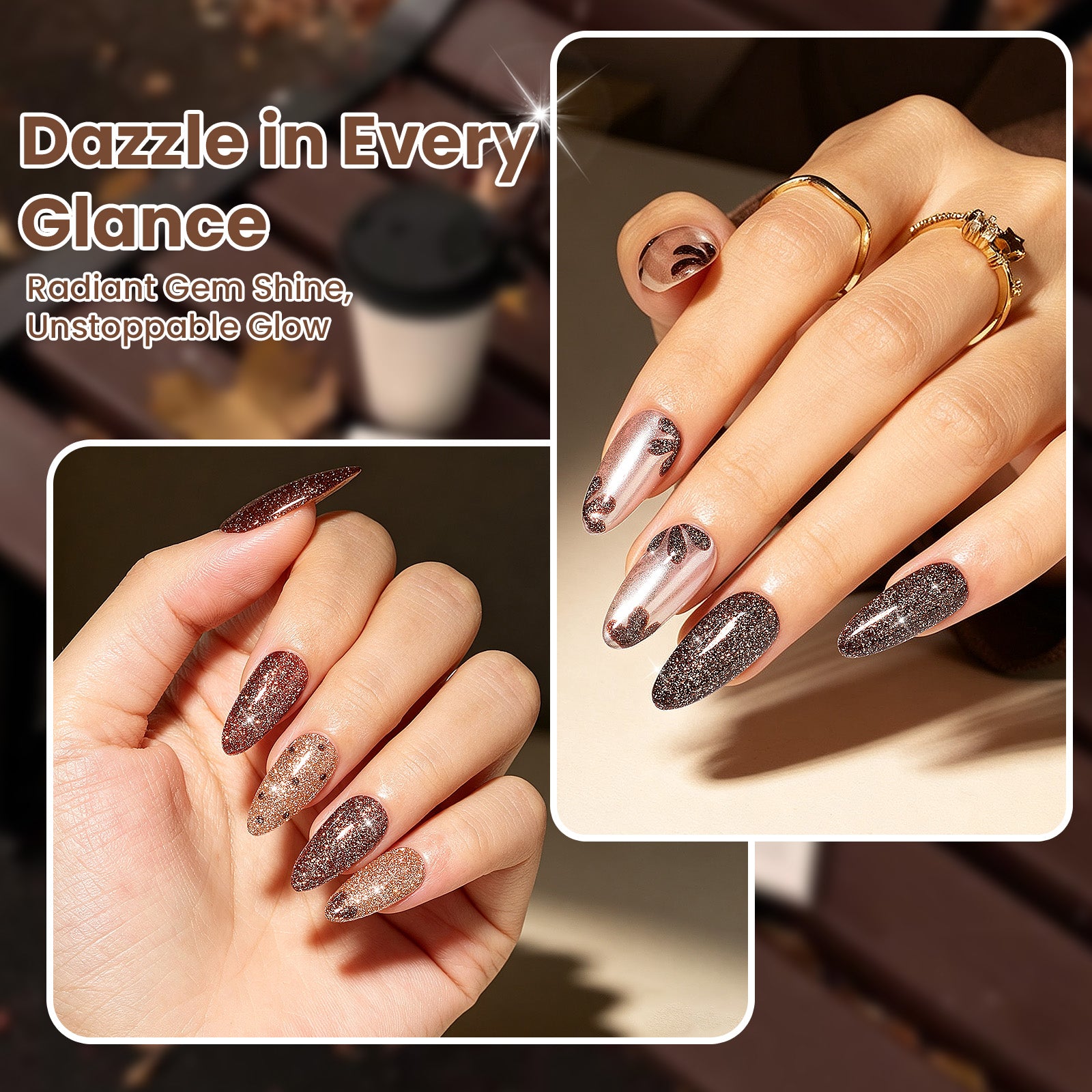 Beetles Gilded Maillard Glitter Brown 6 Colors Gel Polish Set 7.5ML Each Fall Nails