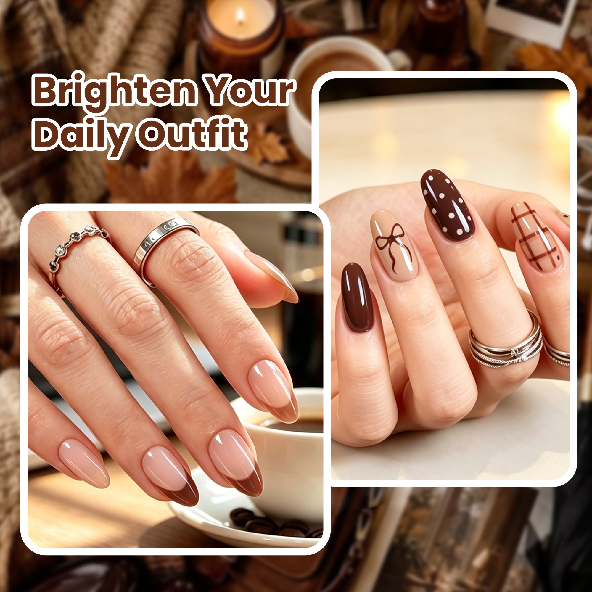 Beetles Chestnut Aura 6 Colors  Nude Brown Gel Polish Set HEMA-FREE & TPO-FREE Fall Winter Nails 15ML Each