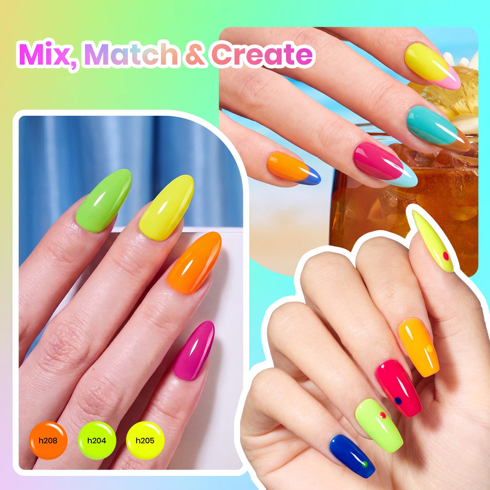 Neon Summer Gel - 25 Gel Colors Set Summer Rainbow Nails