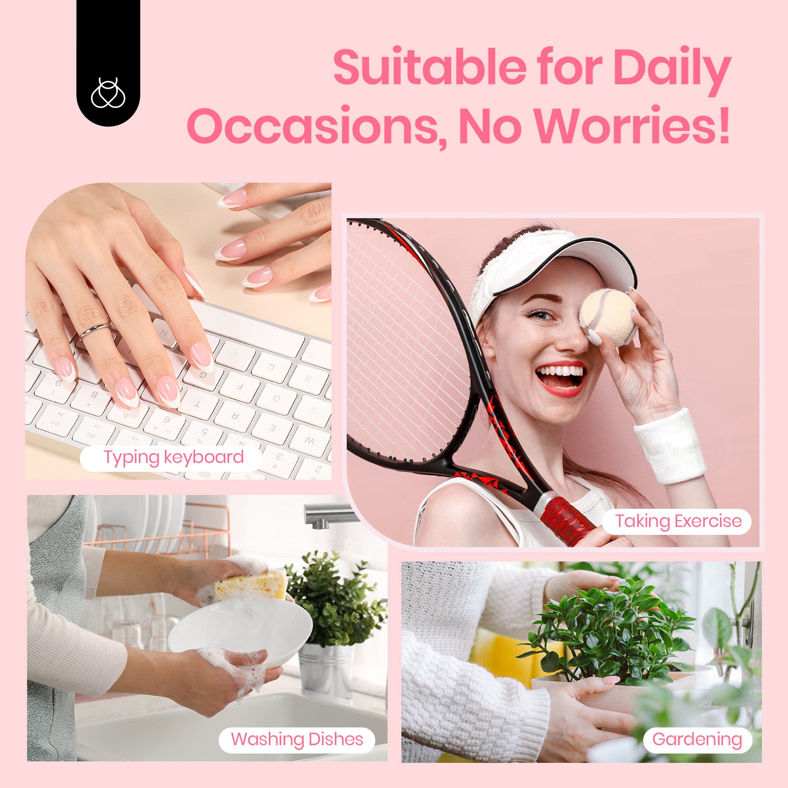 Beetles Almond Press On Nail,64 psc Pink Ombre Nails Press On 16 Sizes XS Short Almond Pink Ombre Fake Nails 2 Set Press On Nails with Nail Glue & Double-Sided Adhesives Nails Press Ons for Women