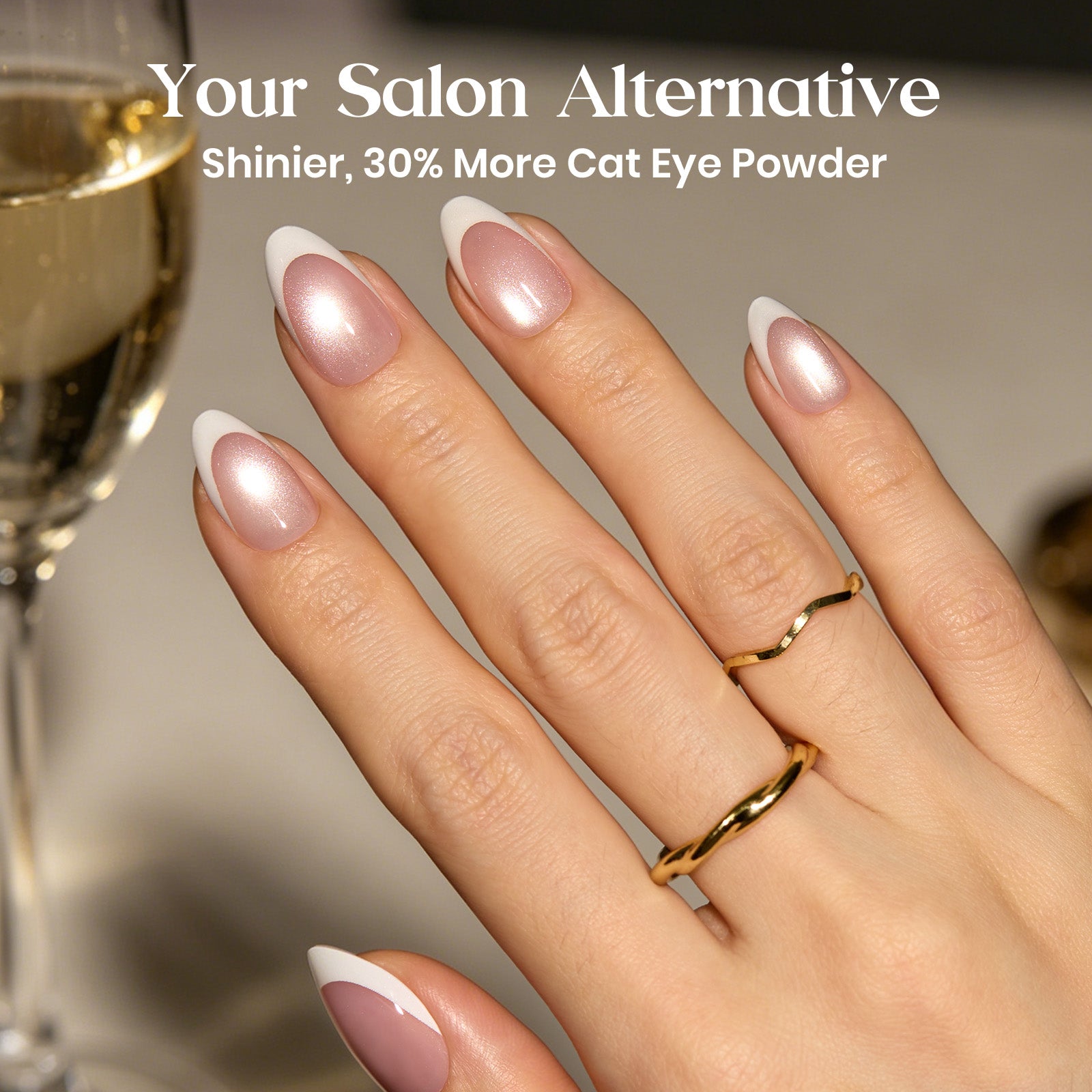 Beetles Stay Shining Glassy Blush French Press On Nails Short Almond 32Pcs