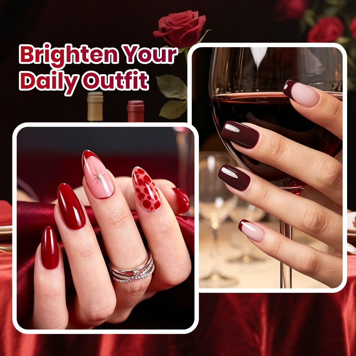 Beetles Burgundy Night  6 Red Wine Colors Gel Nail Polish Set 15ML HEMA-Free and TPO-Free