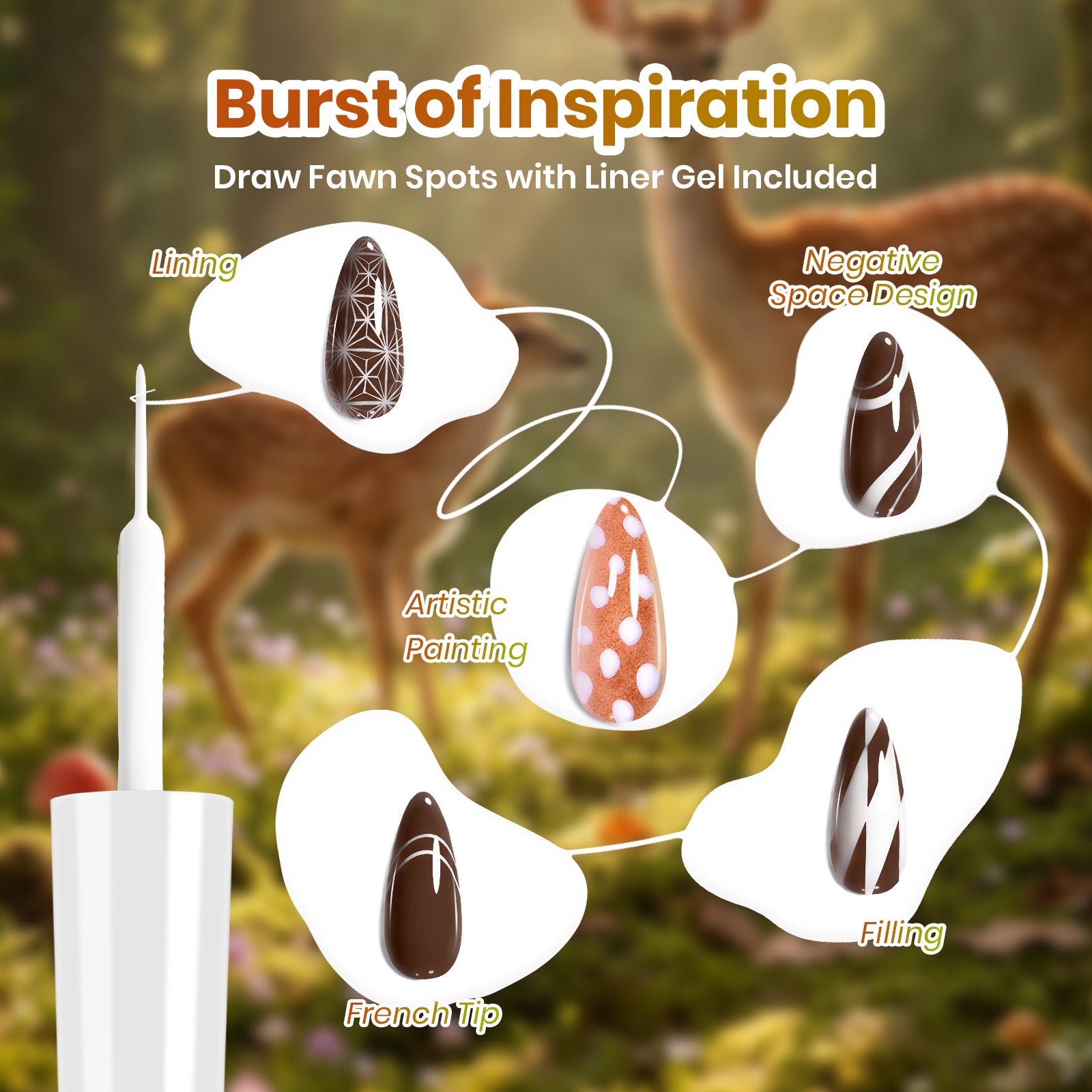 Beetles Deerwood Tale Green Brown Gel Nail Polish Set Cat Eye Glitter with Liner Gel