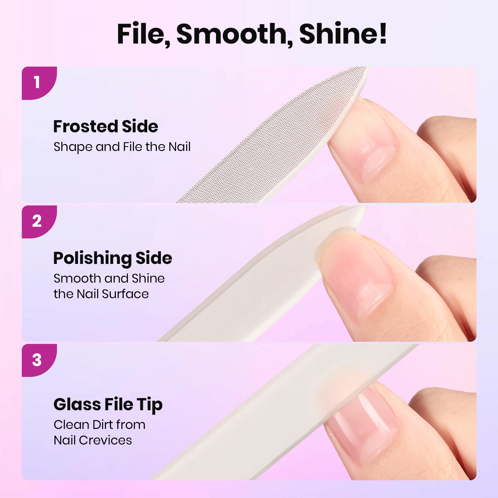 Beetles Pro Shine & Shape Trio Glass Nail File