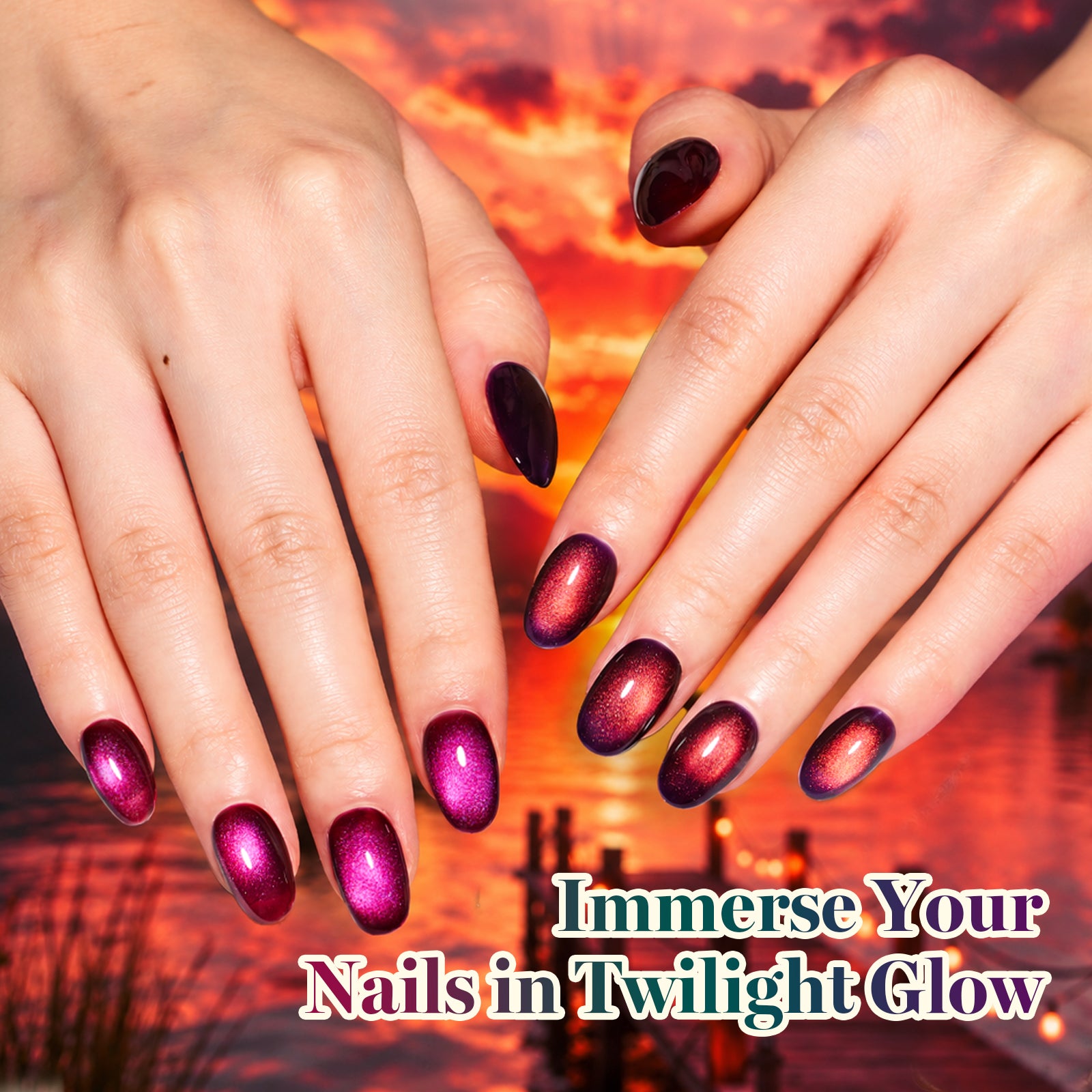 Beetles Dusk Radiance 6 Colors Iridescent Cat Eye Gel Polish 7.5ml Set Halloween Nails