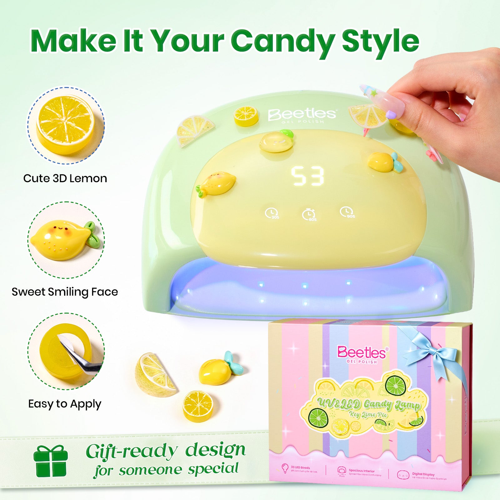Beetles Candy Green UV Nail Lamp Digital Display 3 Timer Gel Nail Light