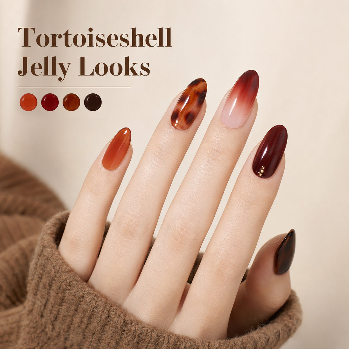 Beetles Tortoise Fall Jelly 6 Colors Gel Nail Polish Set Transparent Fall Colors Nails