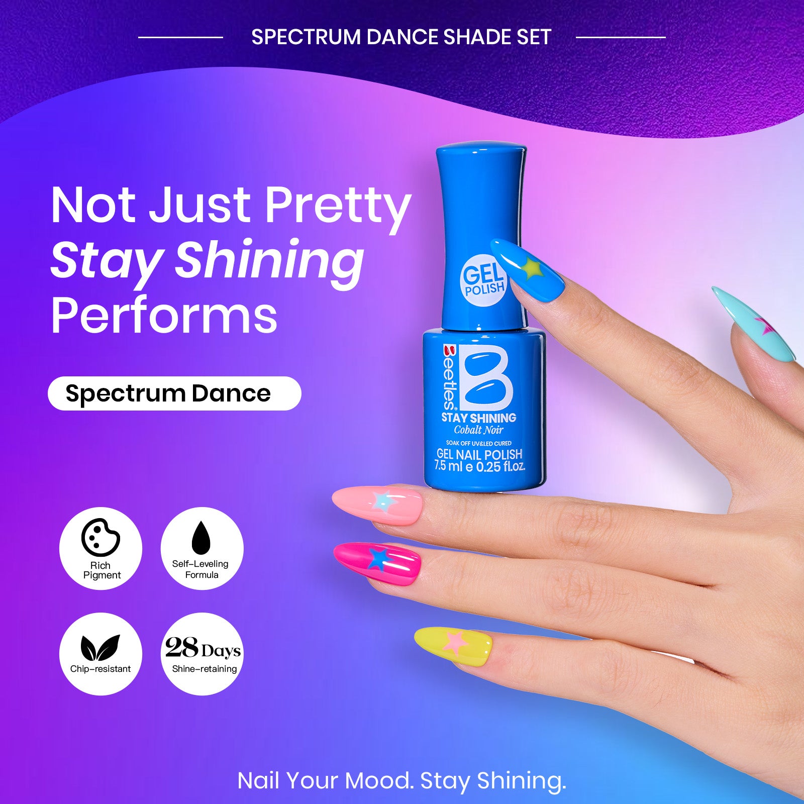 Beetles Gel Nail Polish Set, Stay Shining Chromatique Shades, 6 Colors, 1.52 fl oz