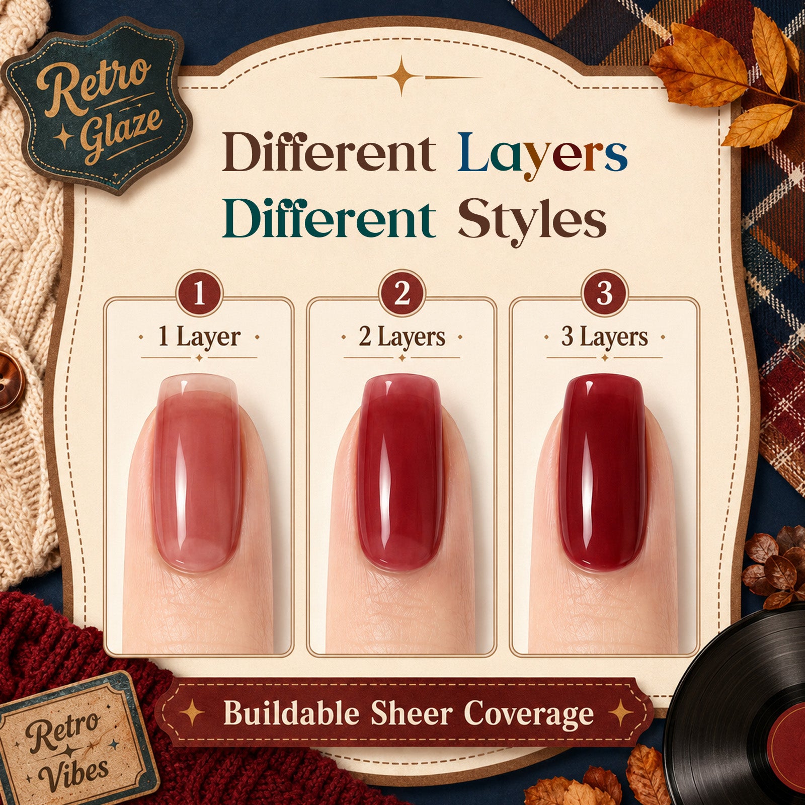 Beetles Fall Nails Season - Retro Glaze 6 Colors Jelly Gel Polish Set Fall Winter Nails 9ML