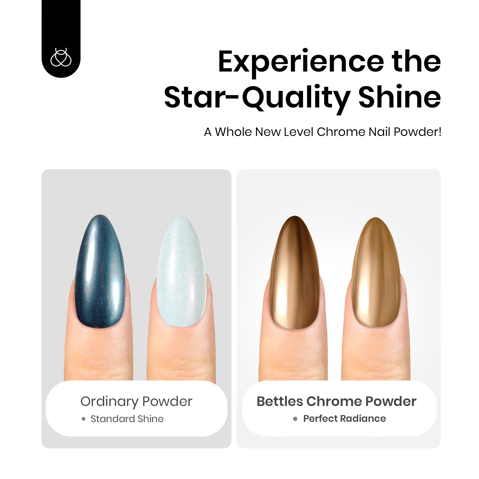 Beetles Stay Shining Gold and Silver Chrome Nail Powder Set