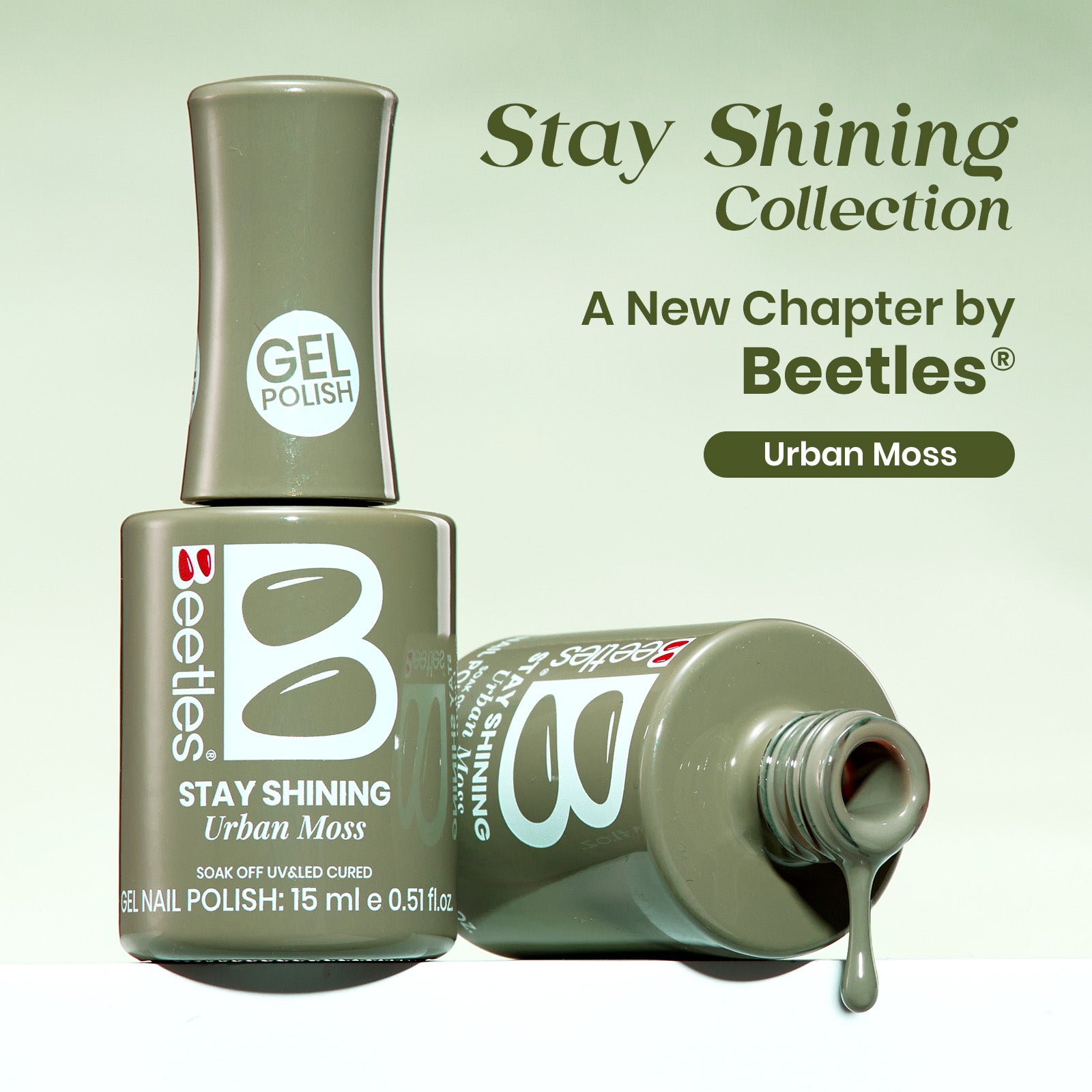 Beetles Stay Shining Collection Salon-Quality Gel Nail Polish - 15ml of Urban Moss