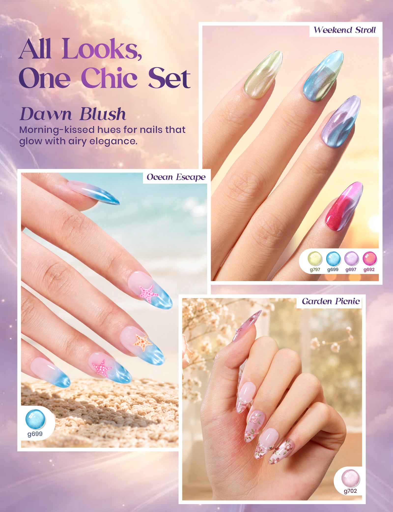 Beetles Sky Symphony Cat Eye 20 Colors Gel Nail Polish Kit 15ml Each
