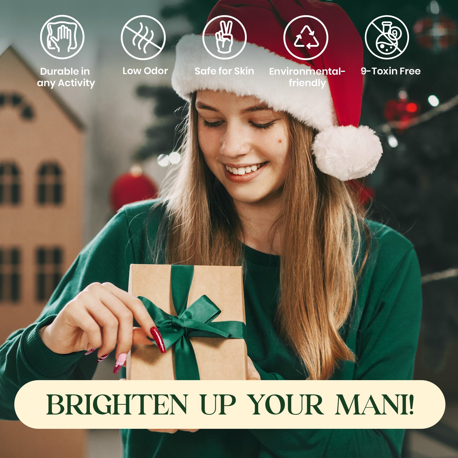 Beetles Stay Shining Under the Mistletoe HEMA-FREE TPO FREE Gel Nail Kit with UV Light, DIY Salon-Quality at Home