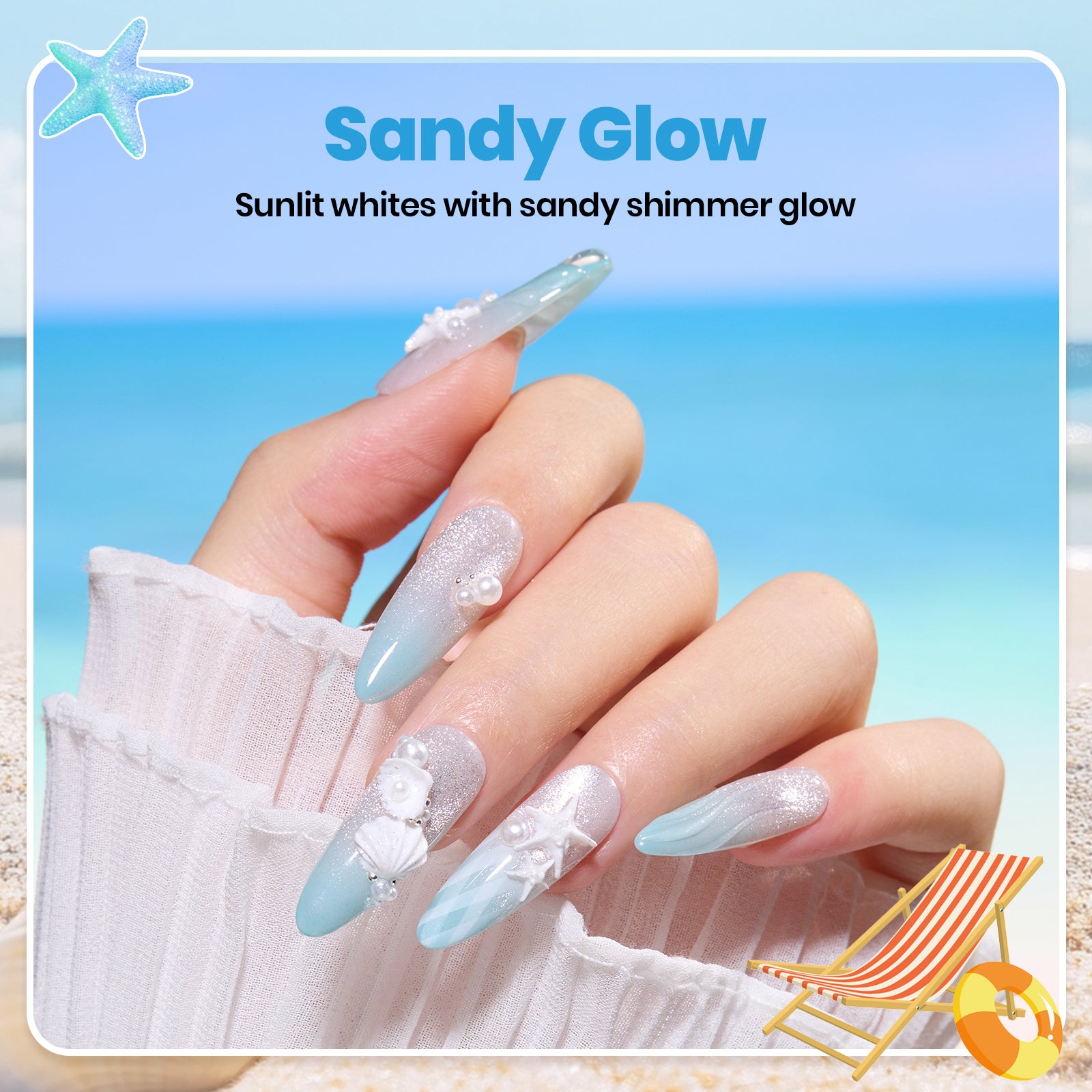 Beetles 3D Gel Nail Art with 3D Mold-2 Pcs Sandy Glow Clear and White Solid Builder Gels for Nails Non-Sticky Sculpting with Dual-Ended Sculpture Pen, Beginner Friendly DIY at Home,UV LED Lamp Needed
