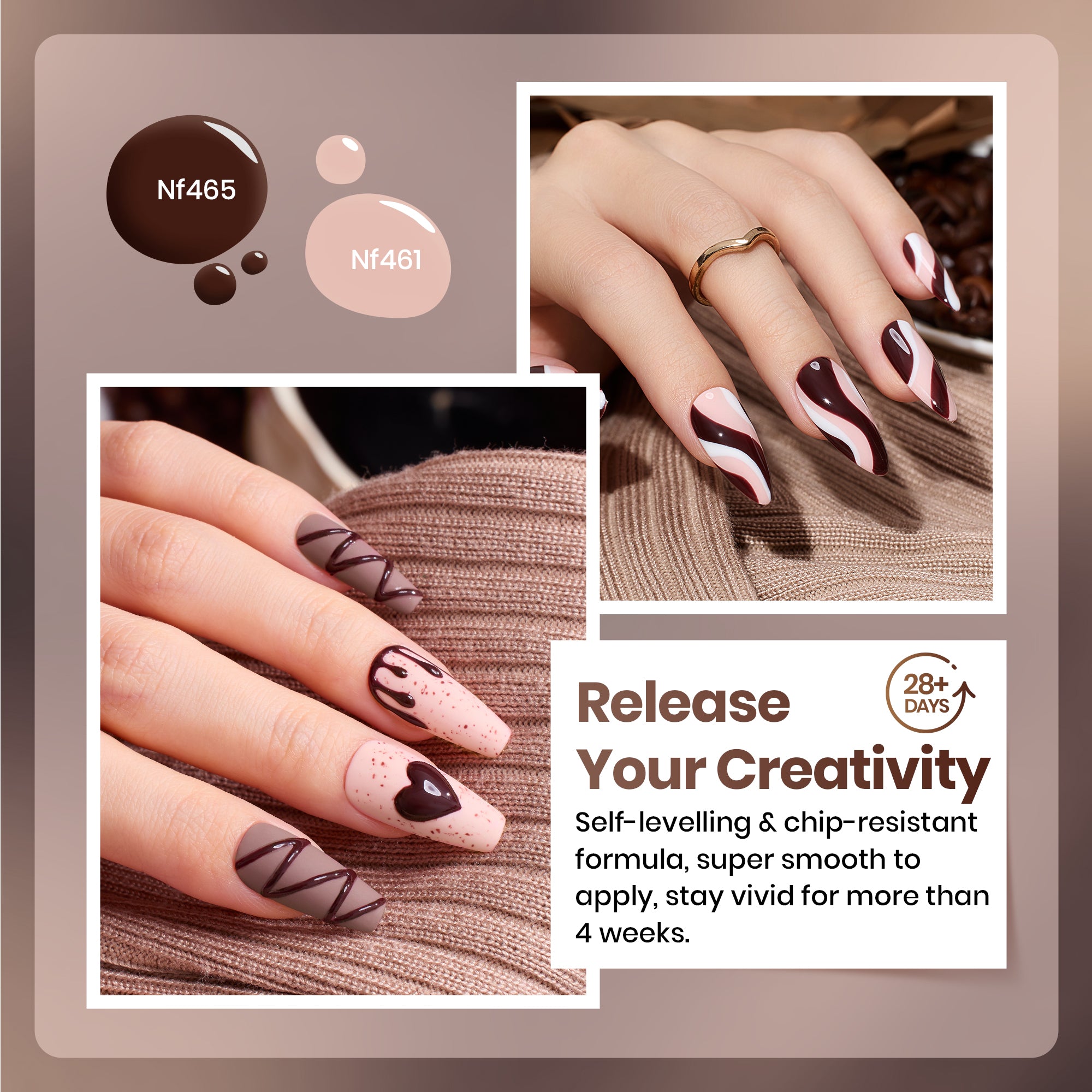 Beetles Caramel Cappuccino Neutral Brown HEMA-FREE & TPO-FREE 6 Colors Gel Polish Set