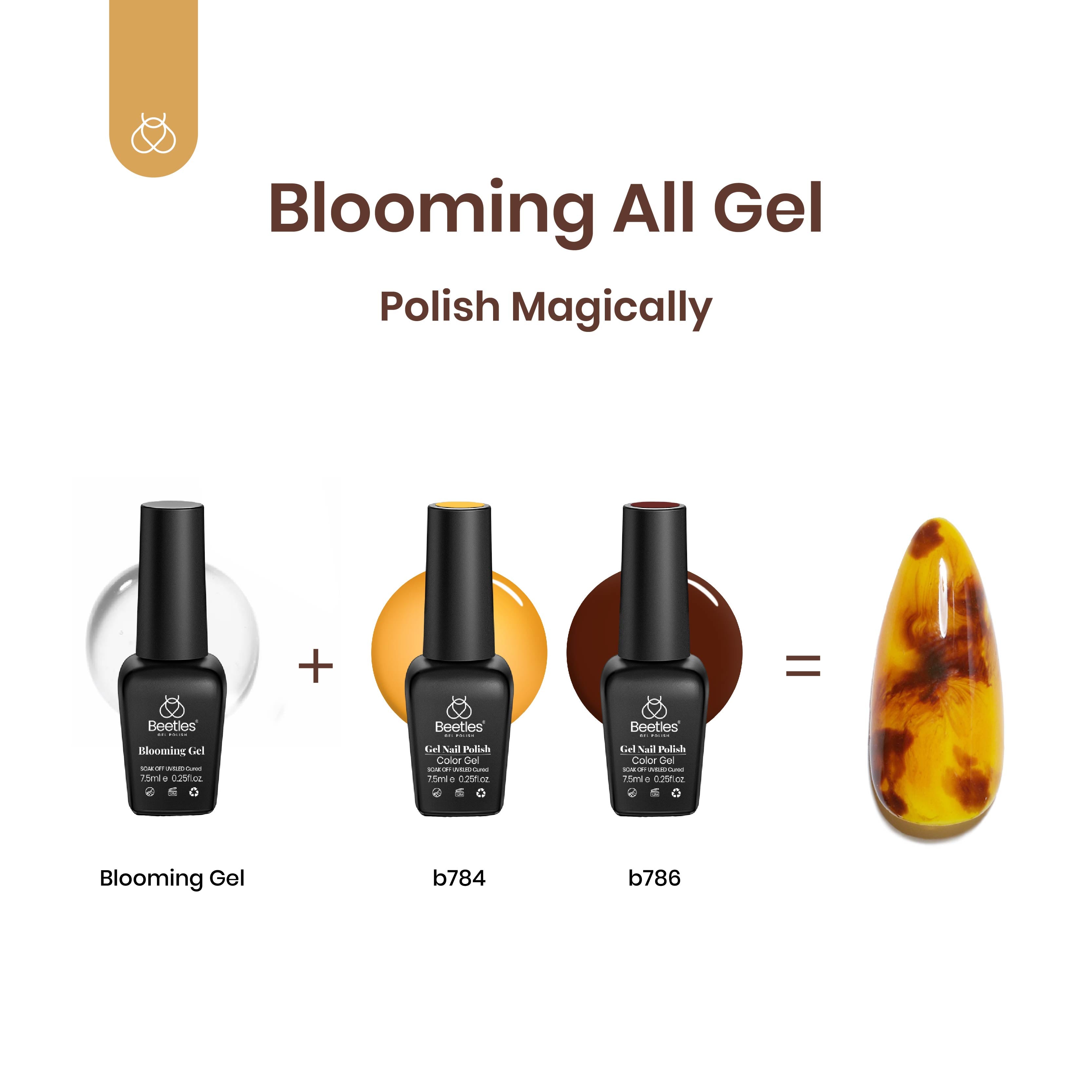 Beetles Gel Nail Polish with Blooming Gel Amber Attraction