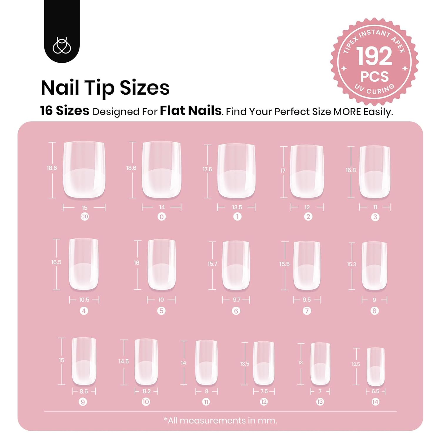 Beetles Short Square Tipex Nail Tips|192pcs