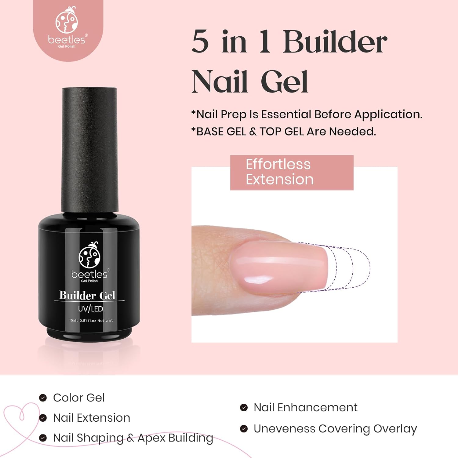 5-in-1 Builder Nail Strengthener Gel #023 - 15ml/Each