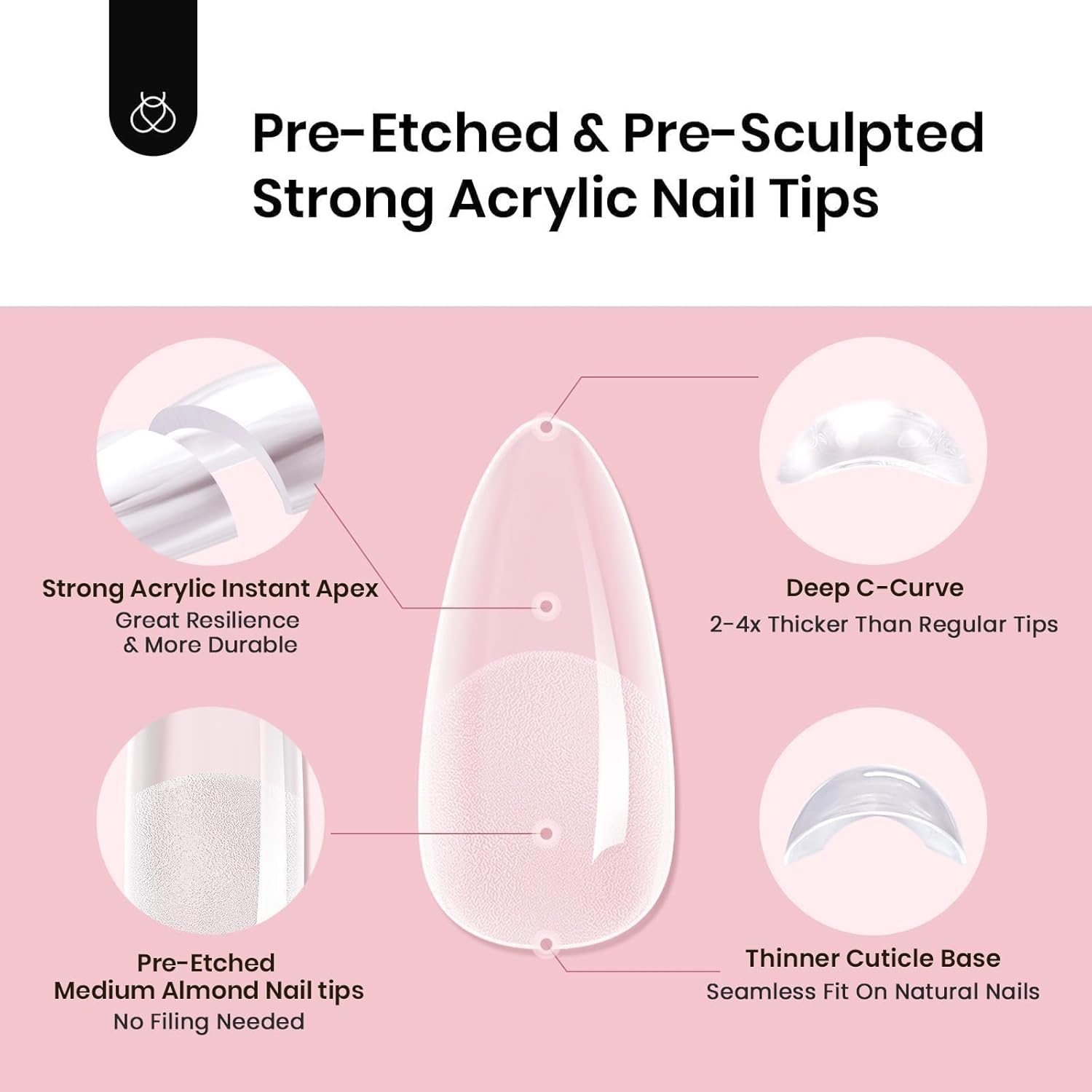 Beetles Almond Medium Tipex Nail Tips | 192 pcs