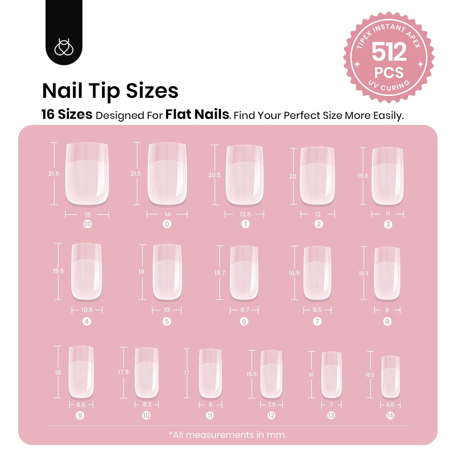 Beetles Short Square Tipex Nail Tips|512pcs