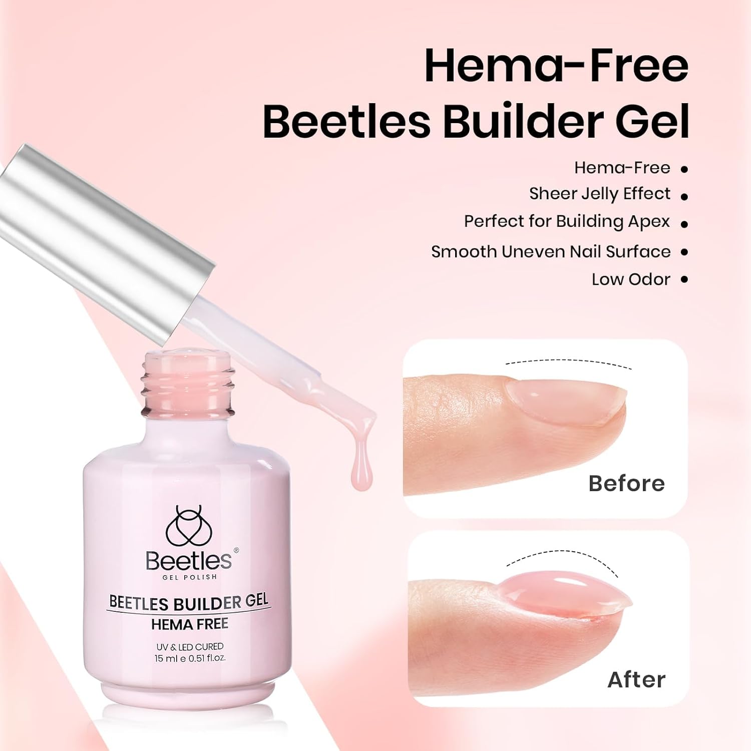 Beetles Nail Protection Trio Set Hema-Free Pink Builder Gel Get Stronger Nails