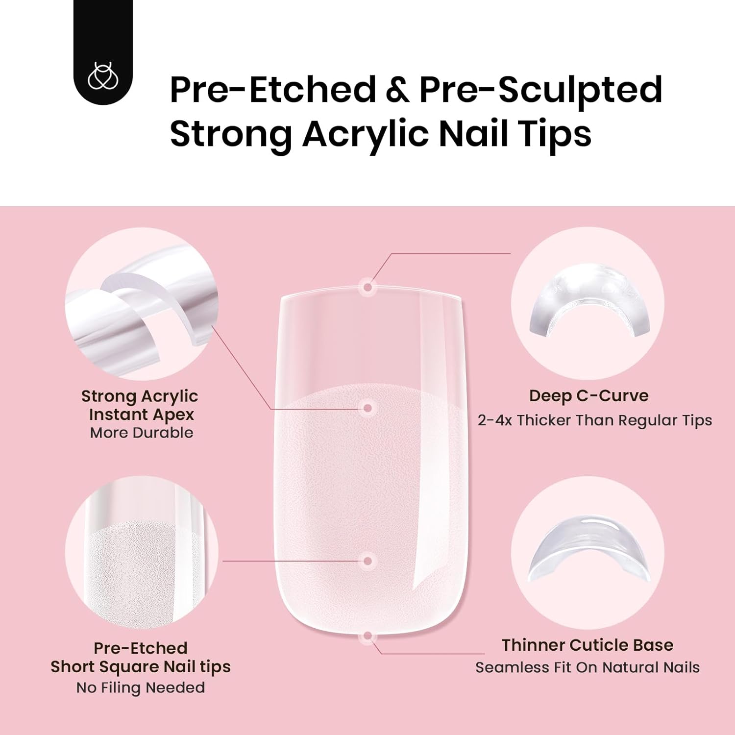 Beetles Short Square Tipex Nail Tips|512pcs